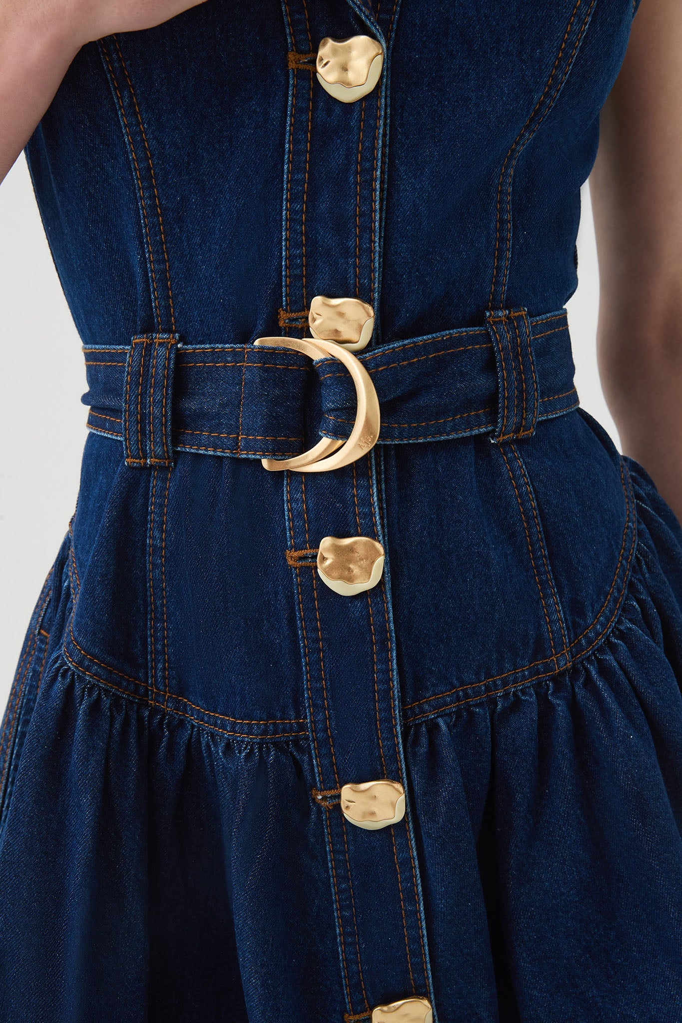 Elena Belted Denim Mini Dress
