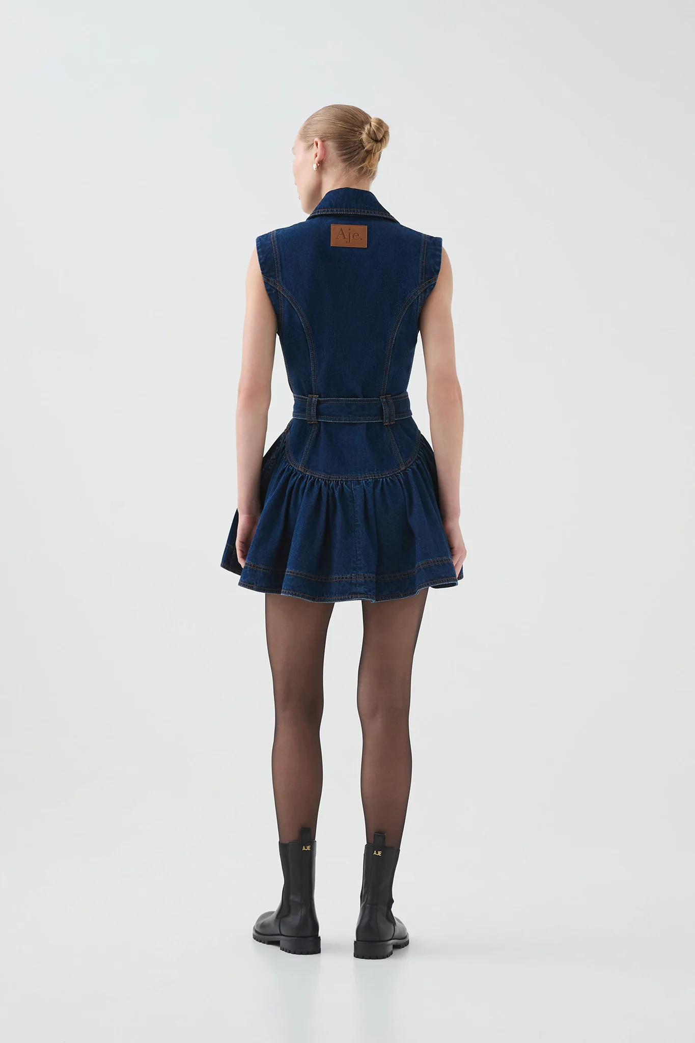 Elena Belted Denim Mini Dress