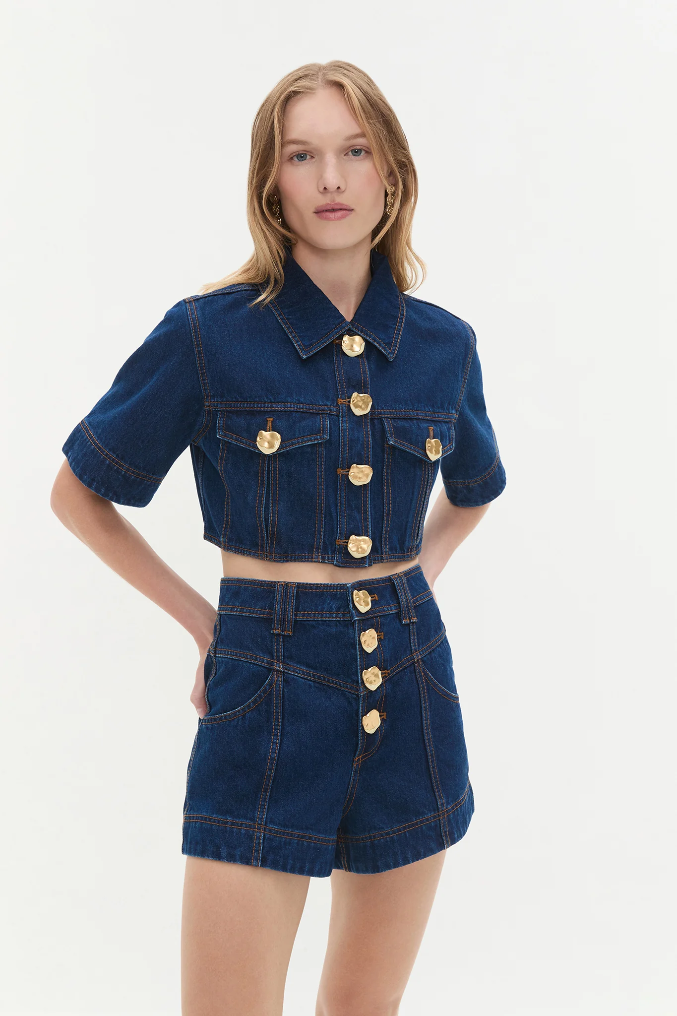 Gianna Denim Cropped Top