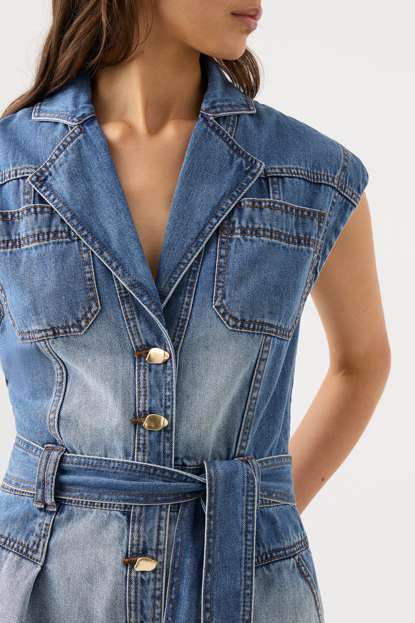Ines Panelled Denim Playsuit