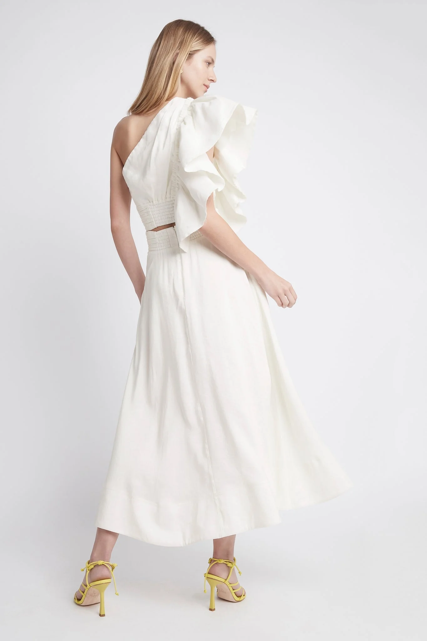 Bonjour Ruched Waist Midi Skirt
