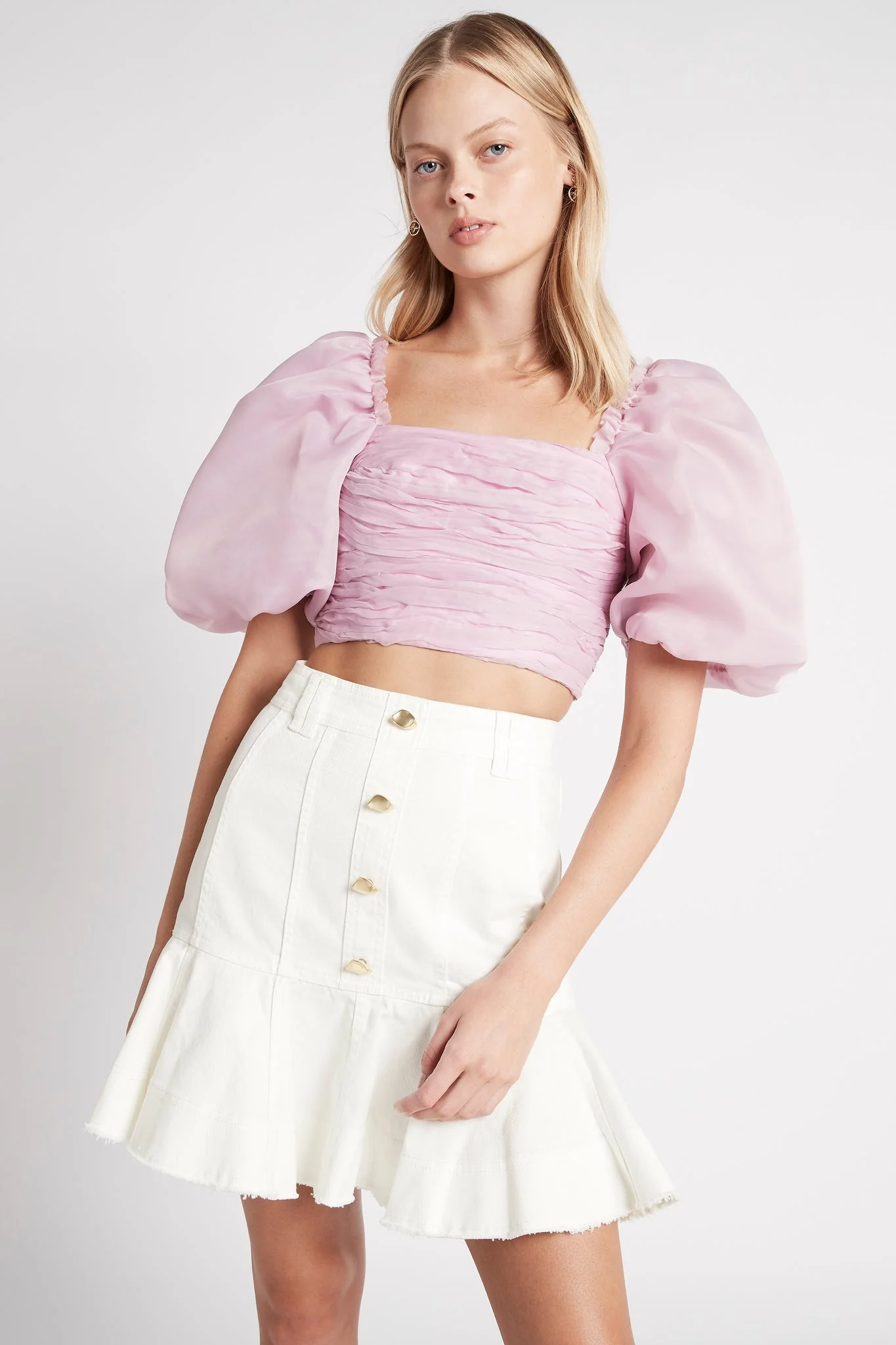Myriad Puff Sleeve Cropped Top