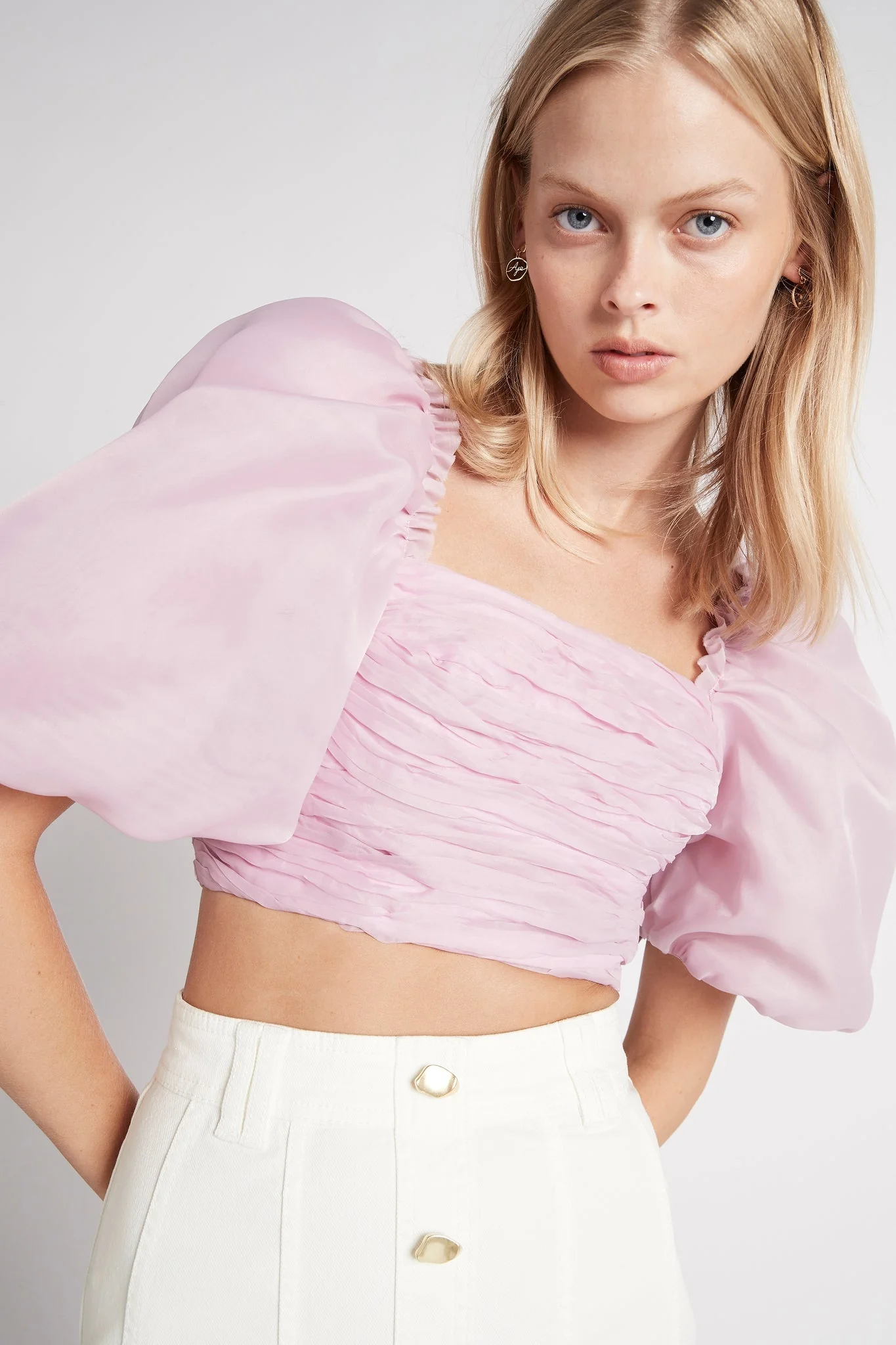 Myriad Puff Sleeve Cropped Top