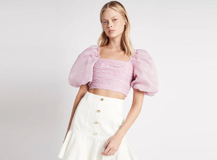 Myriad Puff Sleeve Cropped Top