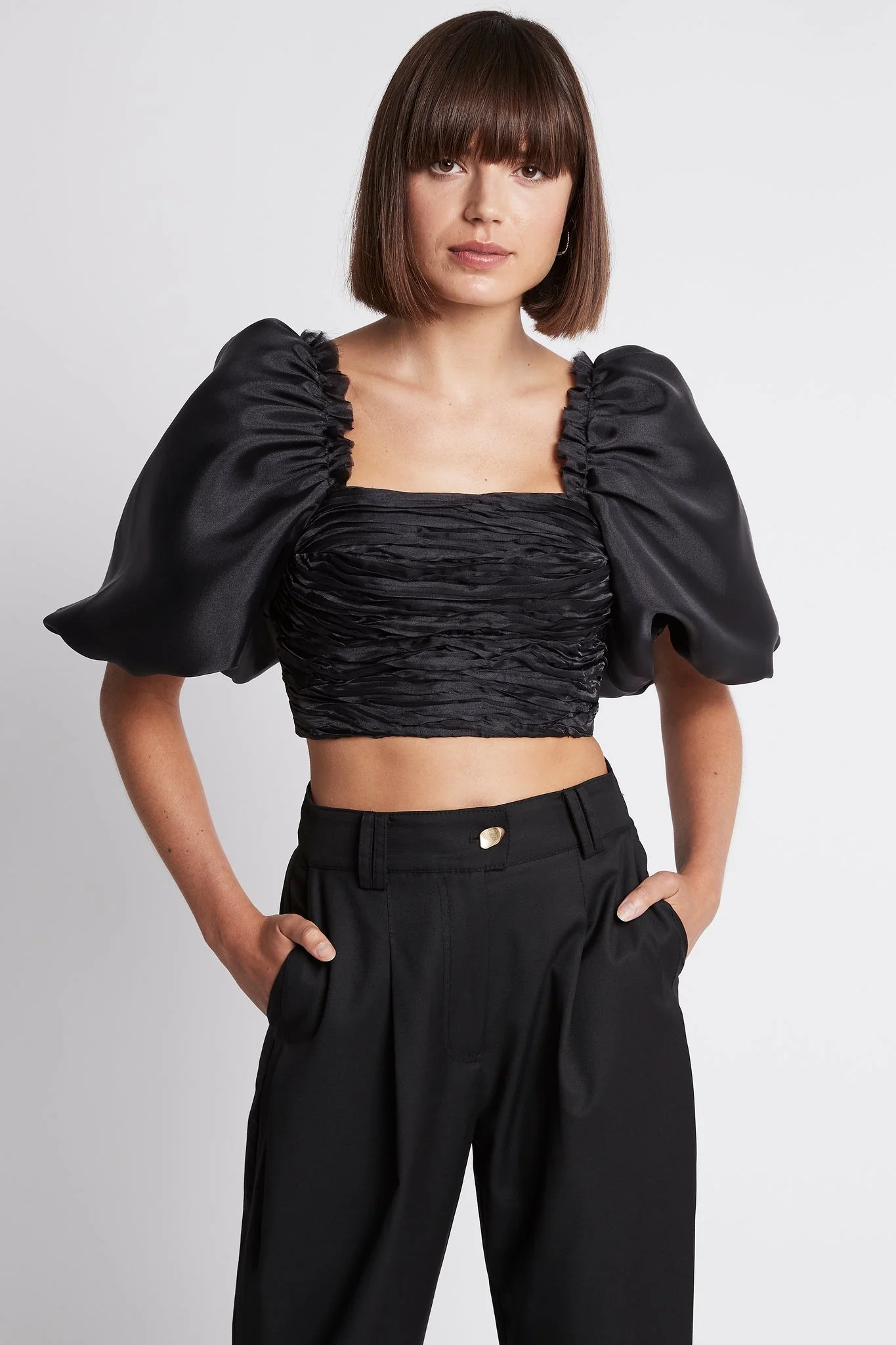 Myriad Puff Sleeve Cropped Top