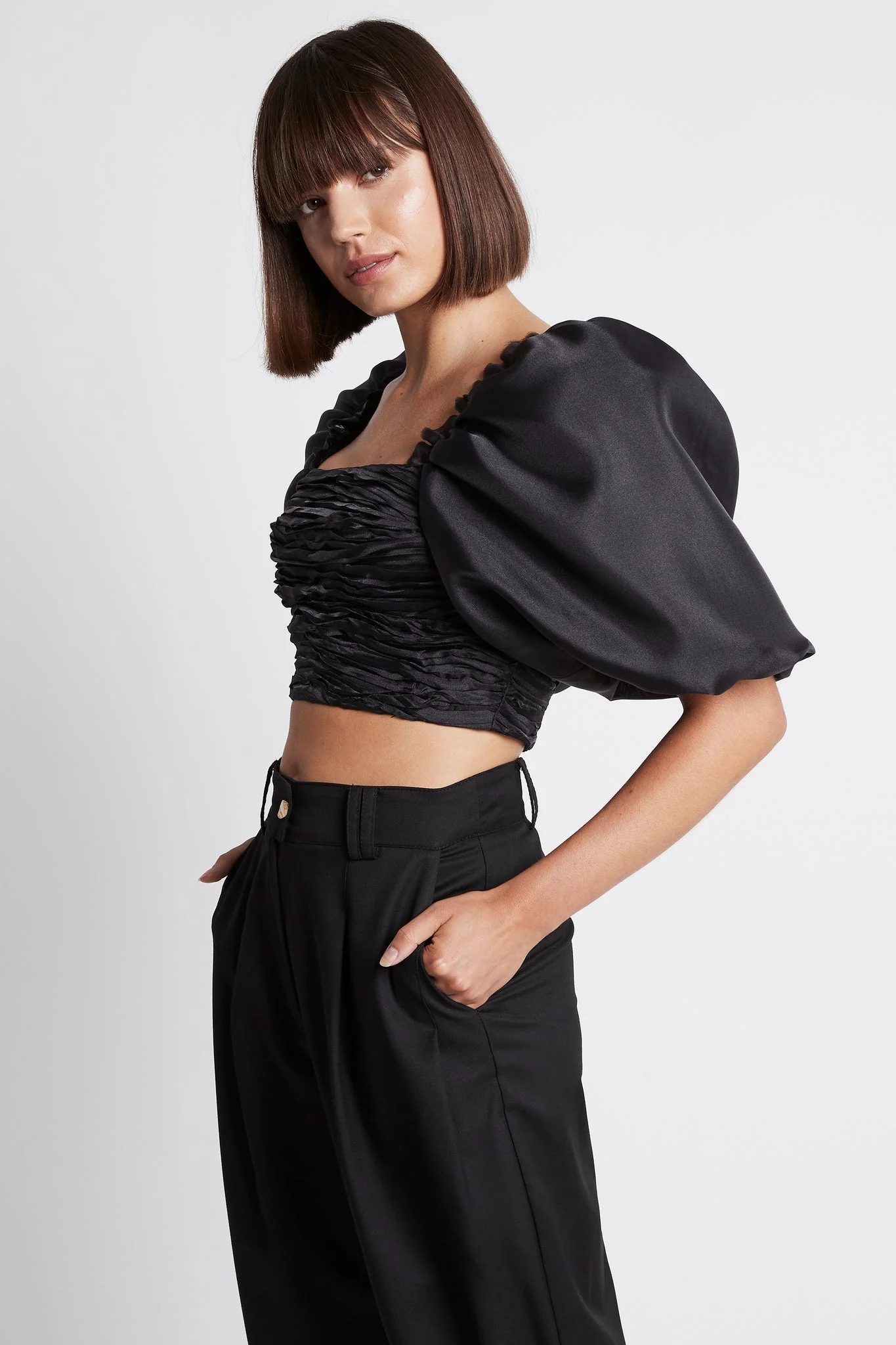 Myriad Puff Sleeve Cropped Top