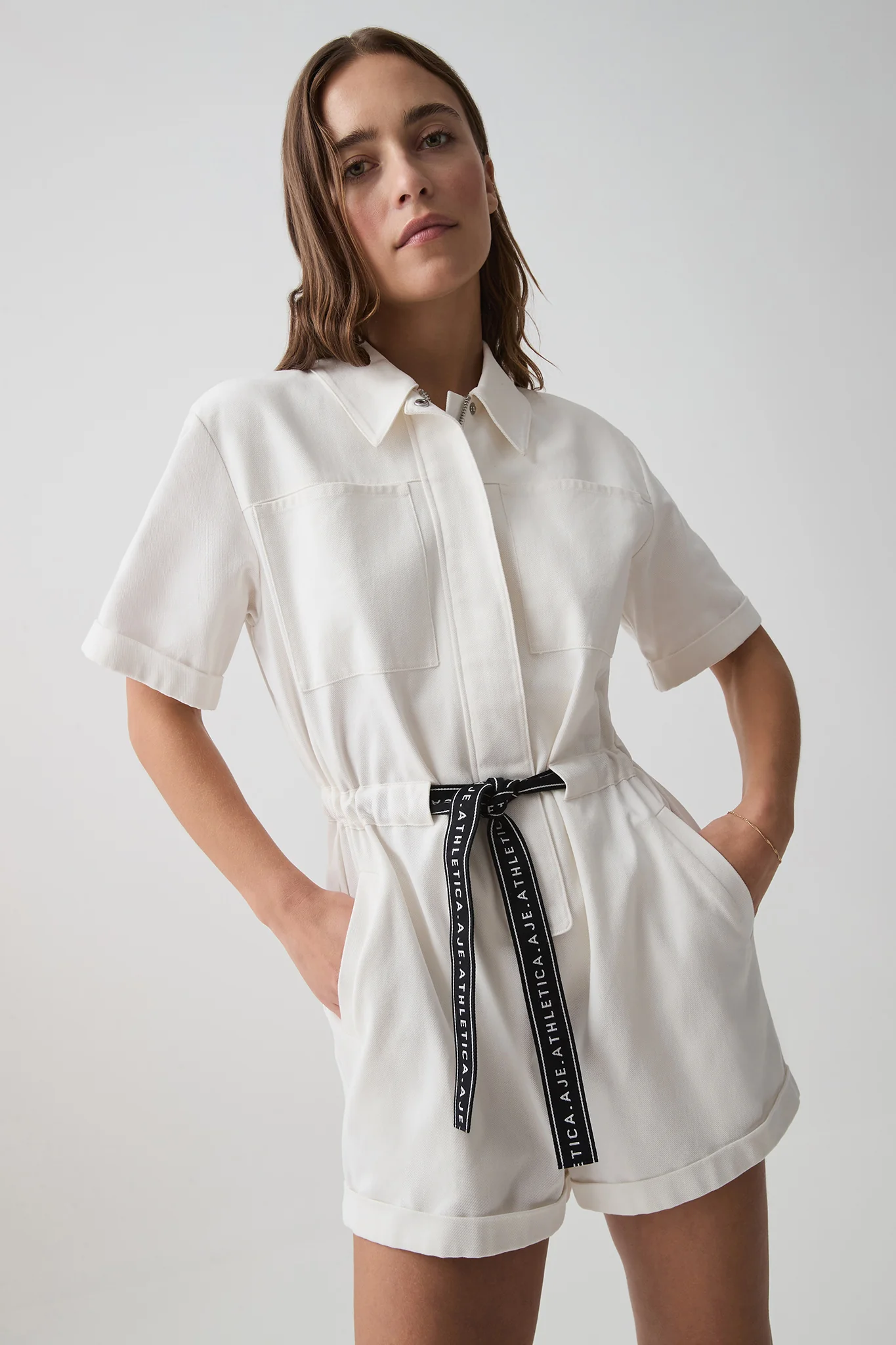 Logo Tape Twill Playsuit 826