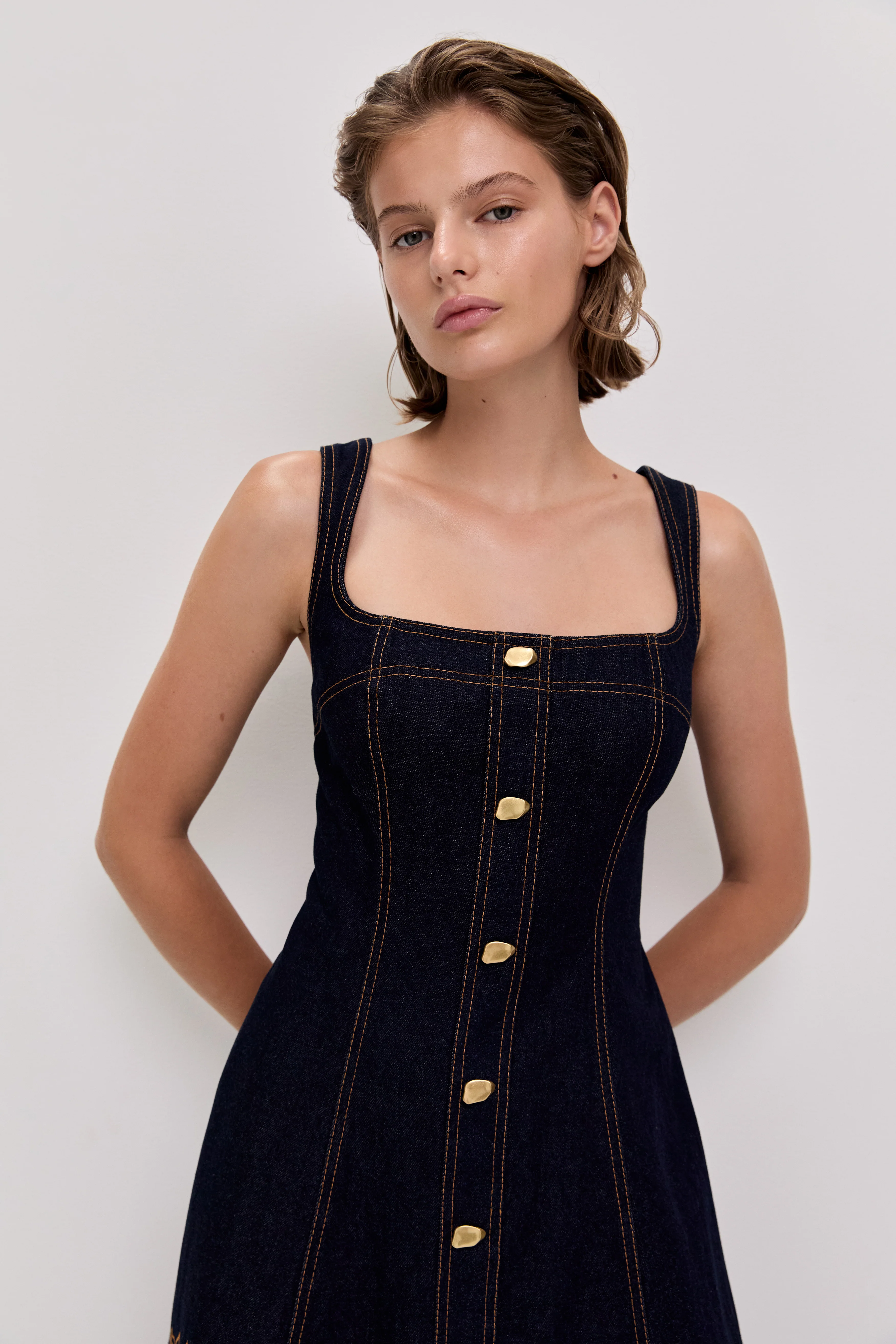 Elora Denim Midi Dress