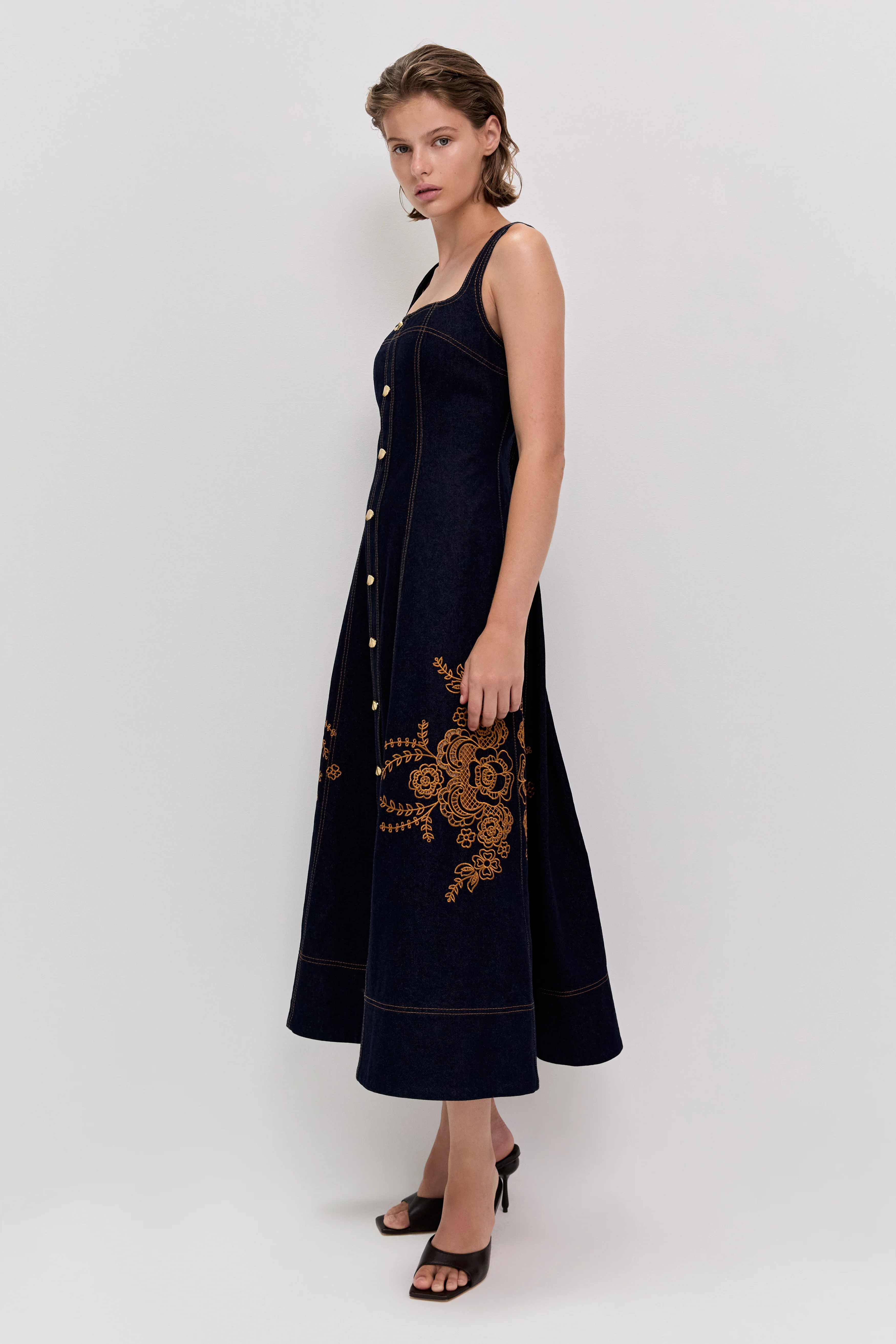 Elora Denim Midi Dress