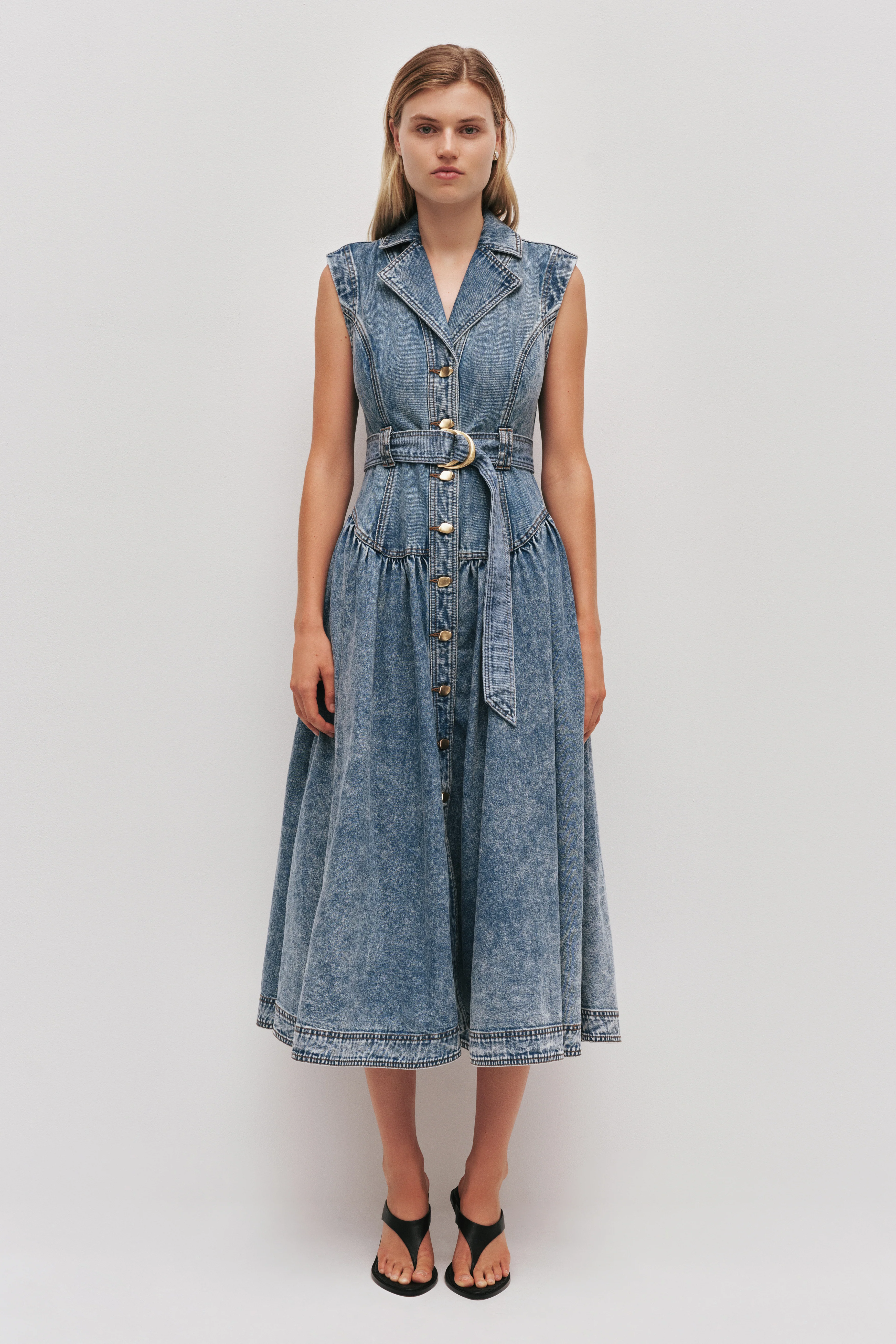 Angelina Belted Midi Dress