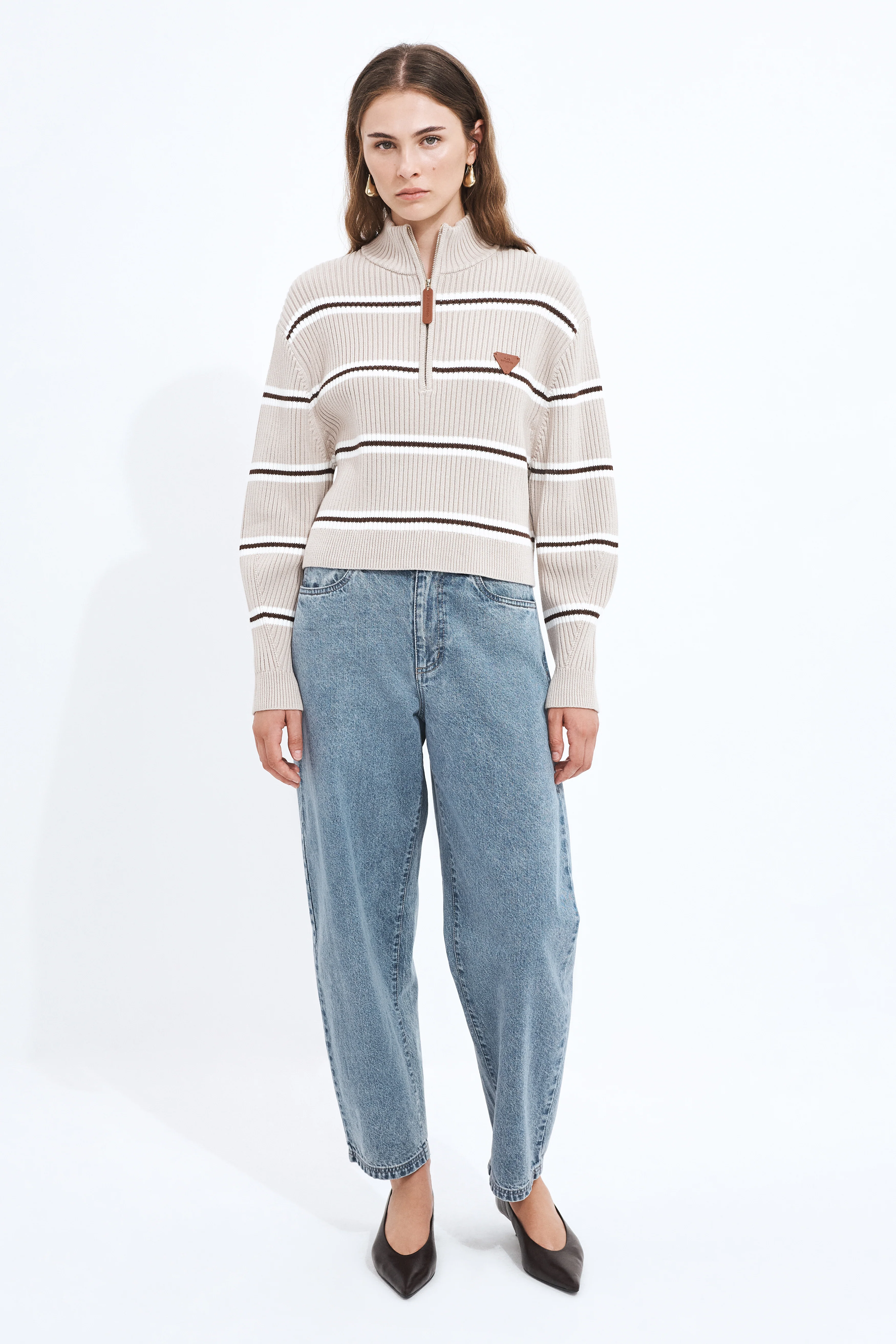 Clara 1/4 Zip Stripe Jumper