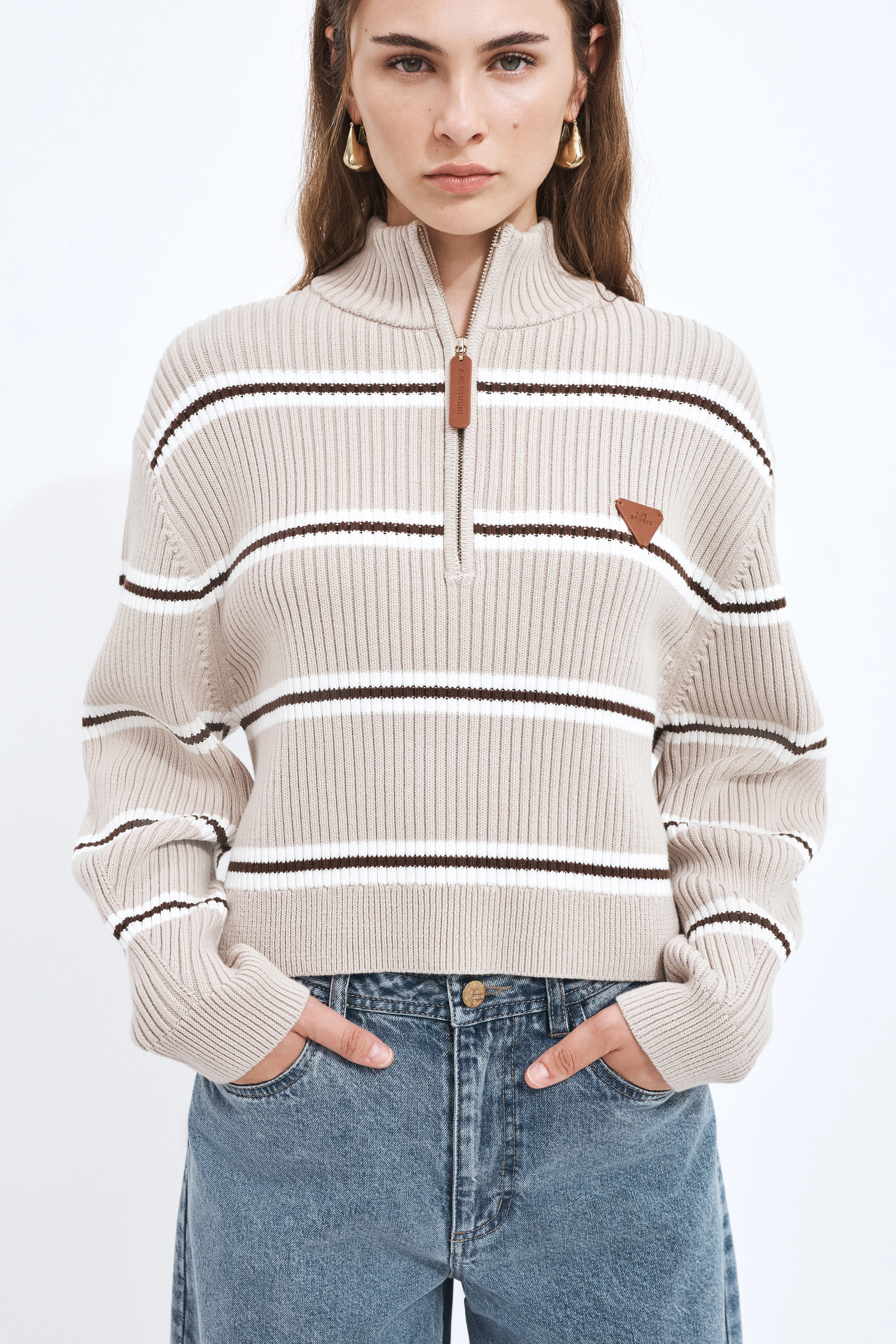 Clara 1/4 Zip Stripe Jumper