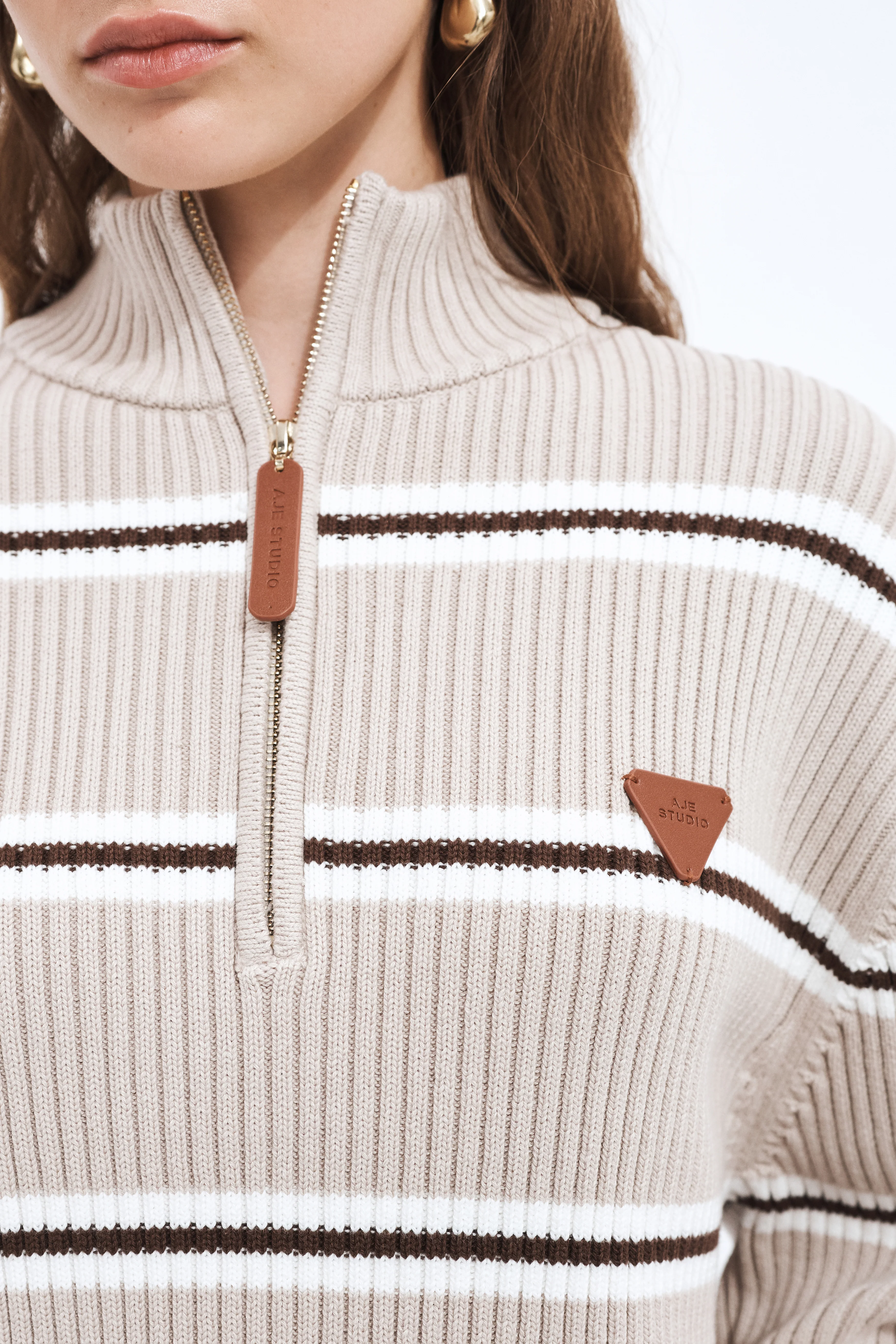 Clara 1/4 Zip Stripe Jumper