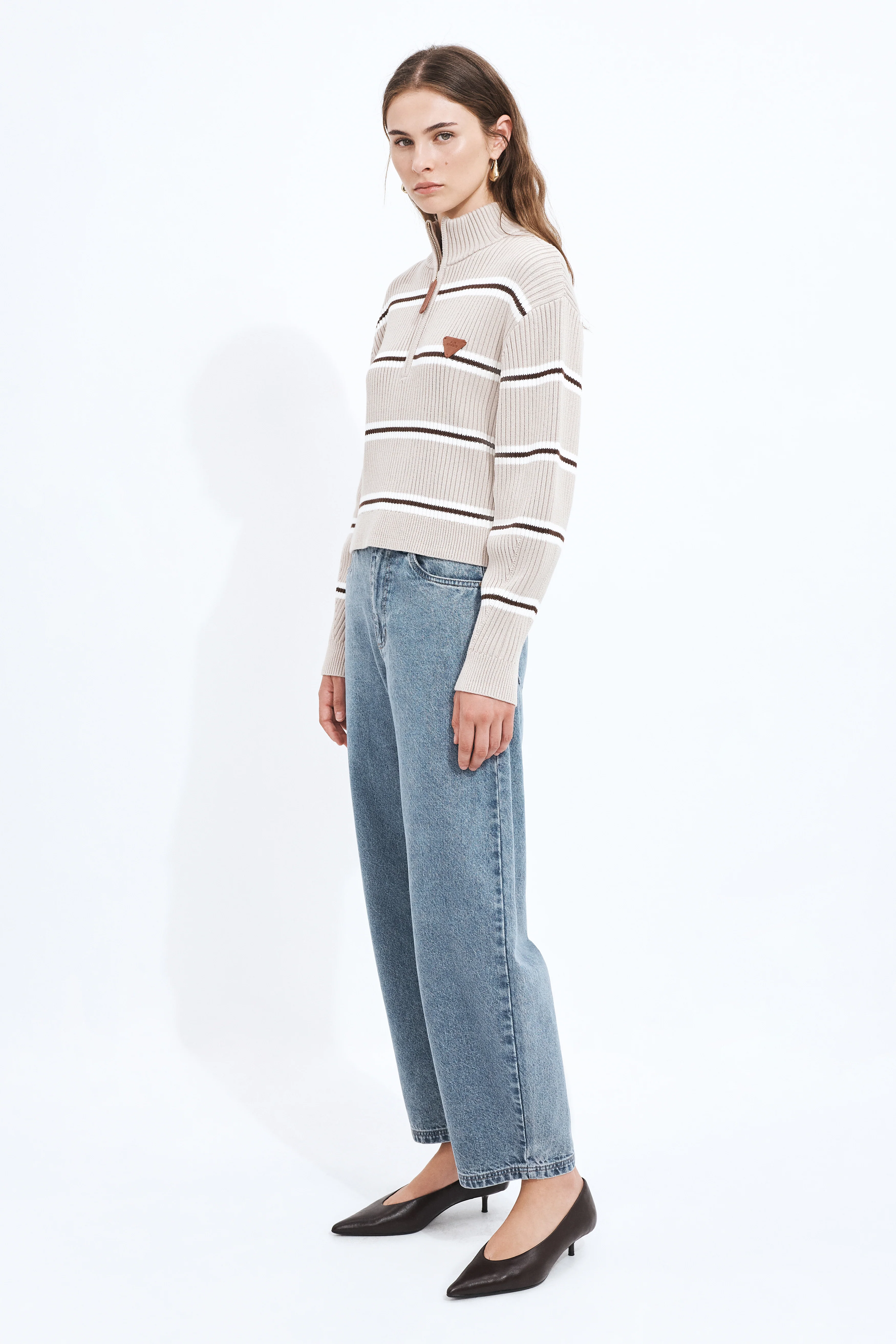 Clara 1/4 Zip Stripe Jumper