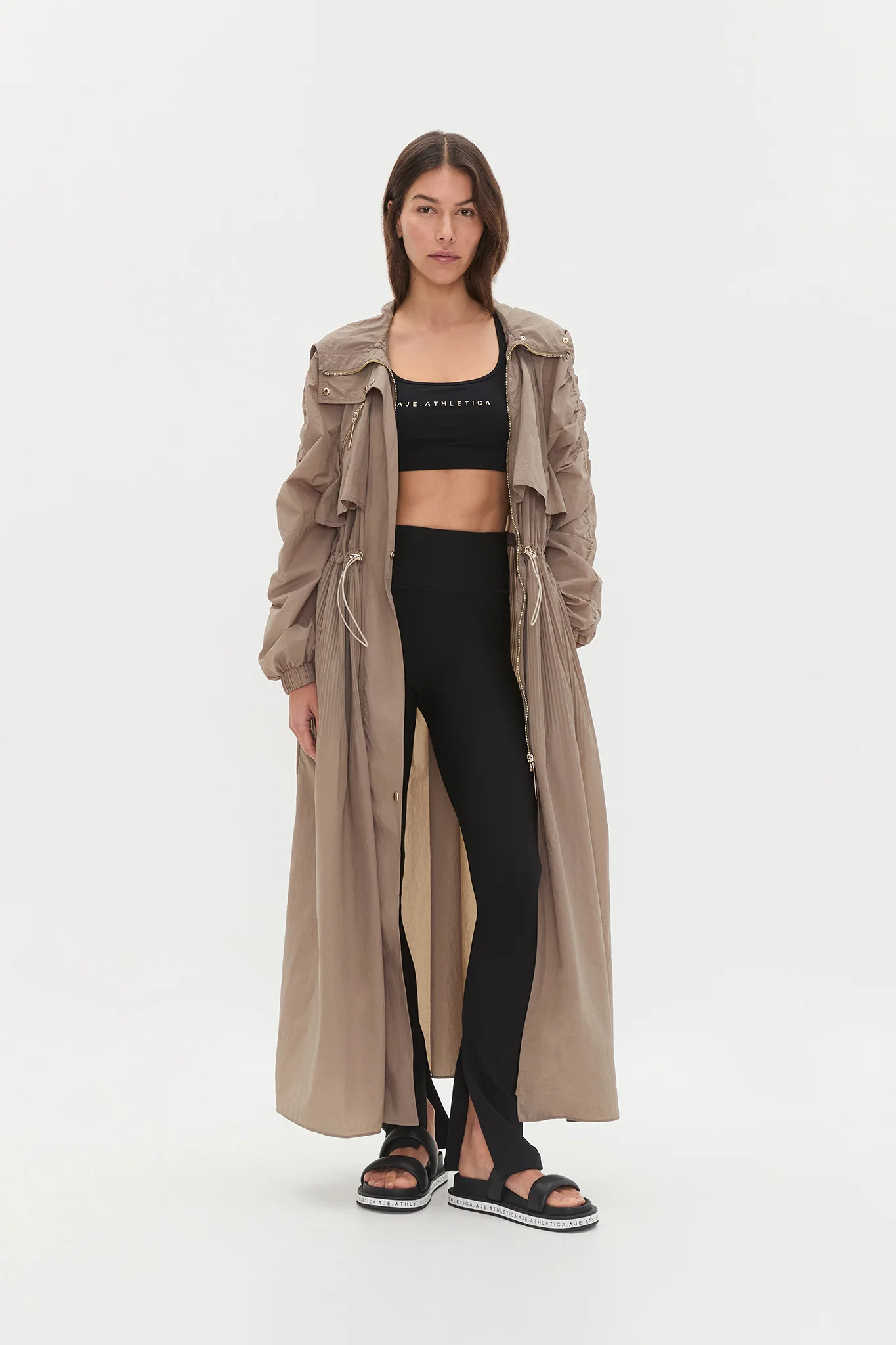 Longline Pleated Trench 703