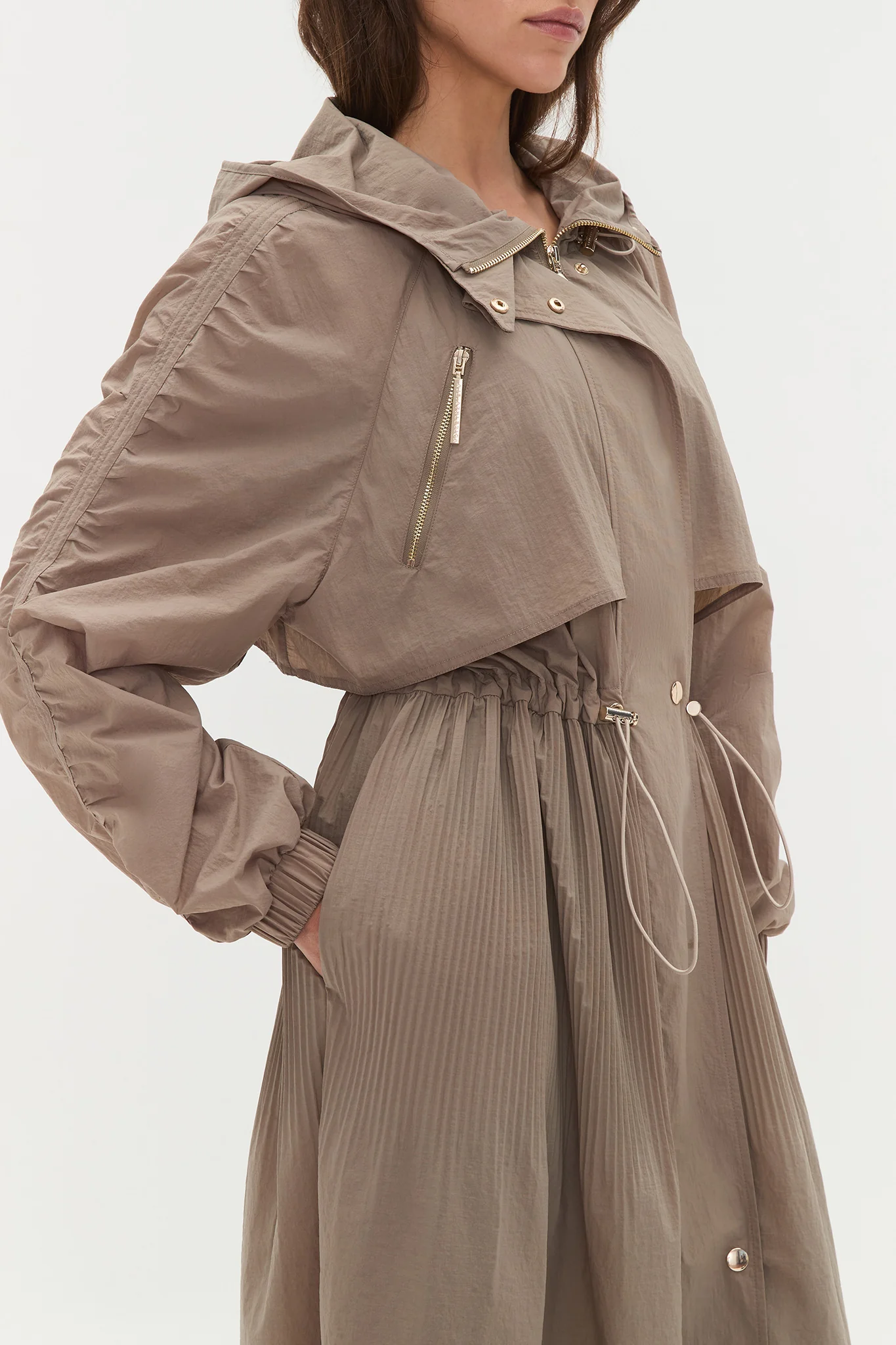 Longline Pleated Trench 703