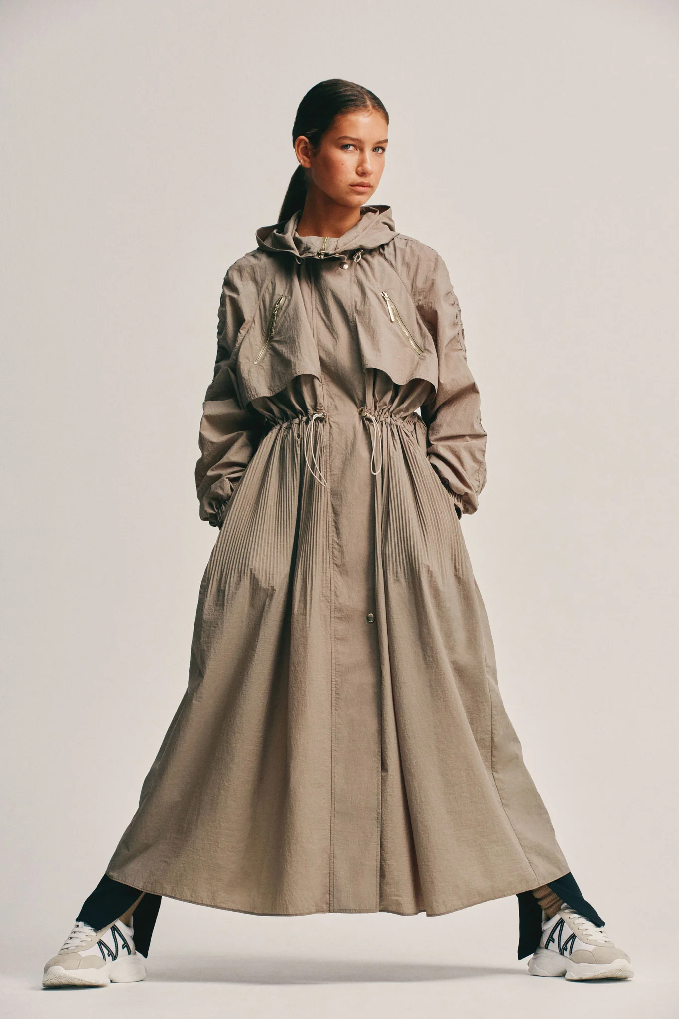 Longline Pleated Trench 703