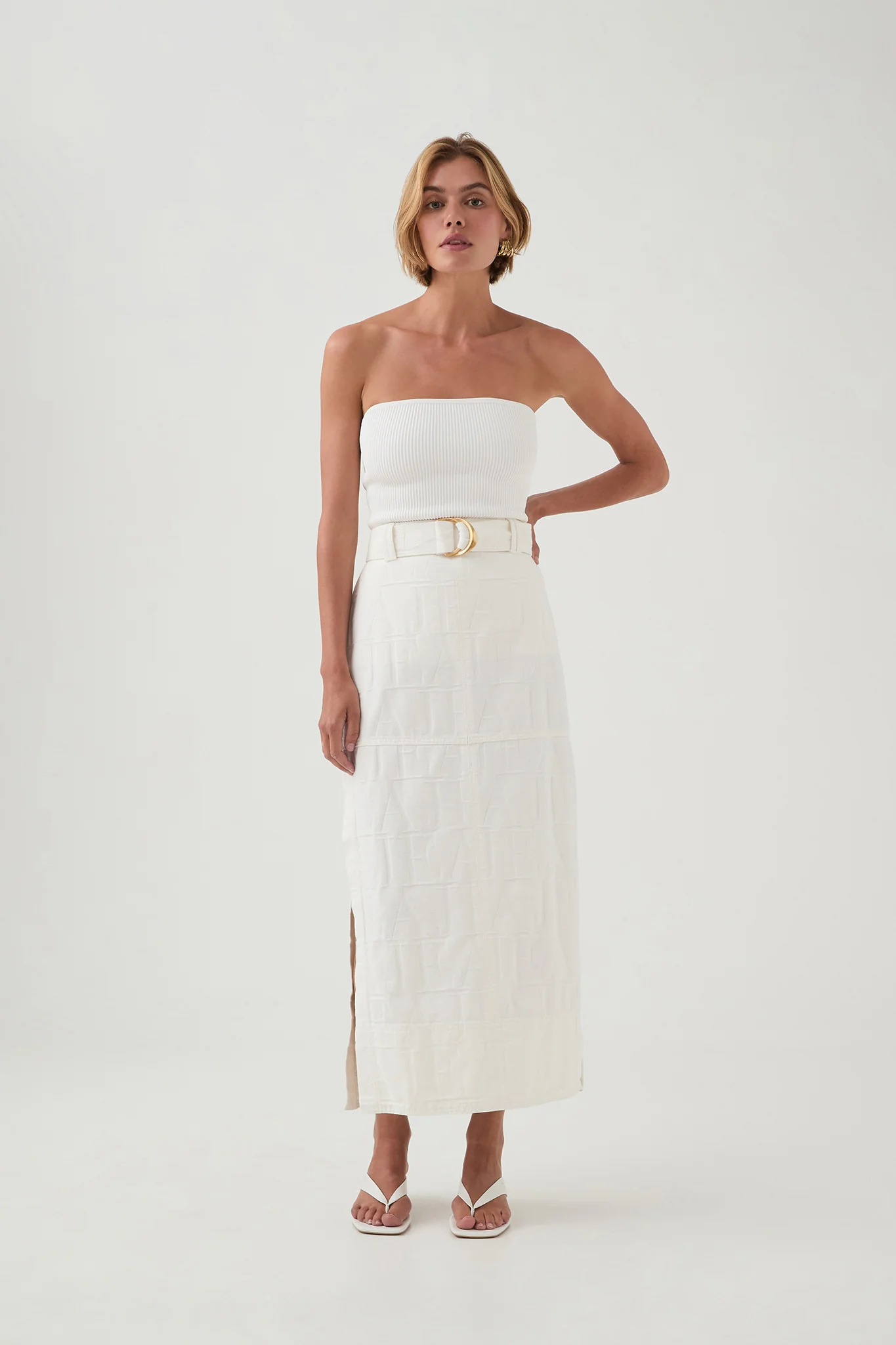 Helm Denim Midi Skirt