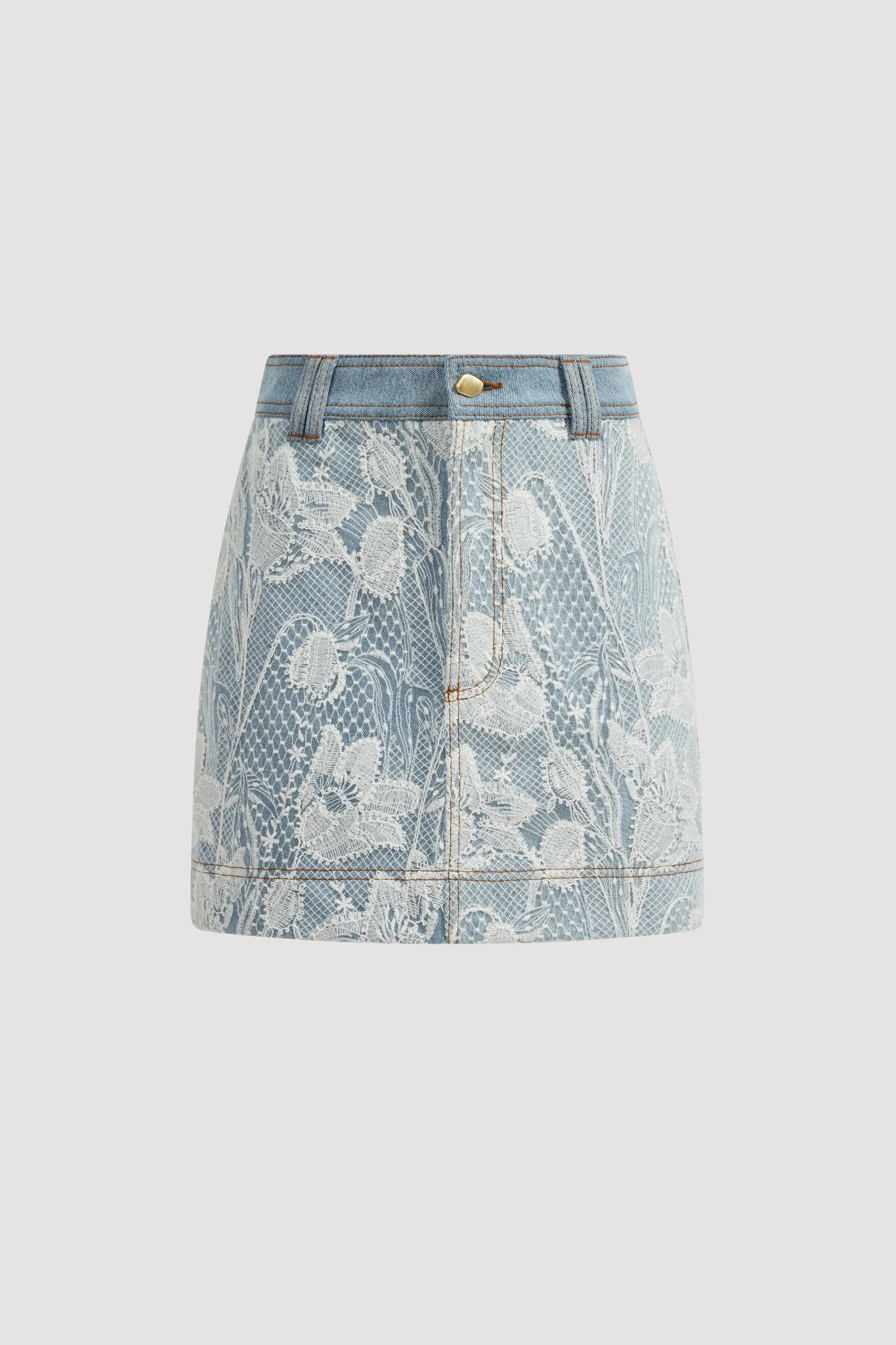 Blossom Lace Denim Mini Skirt