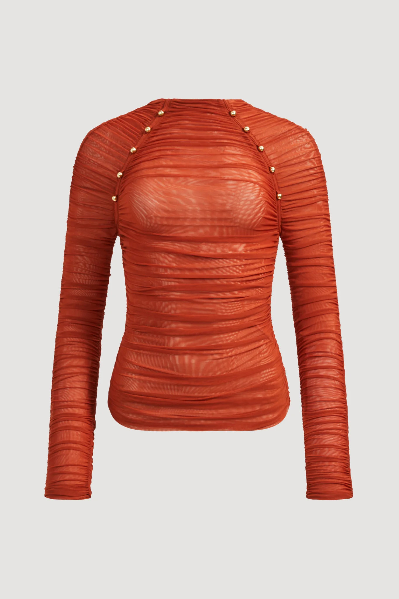 Carline Gathered Mesh Top
