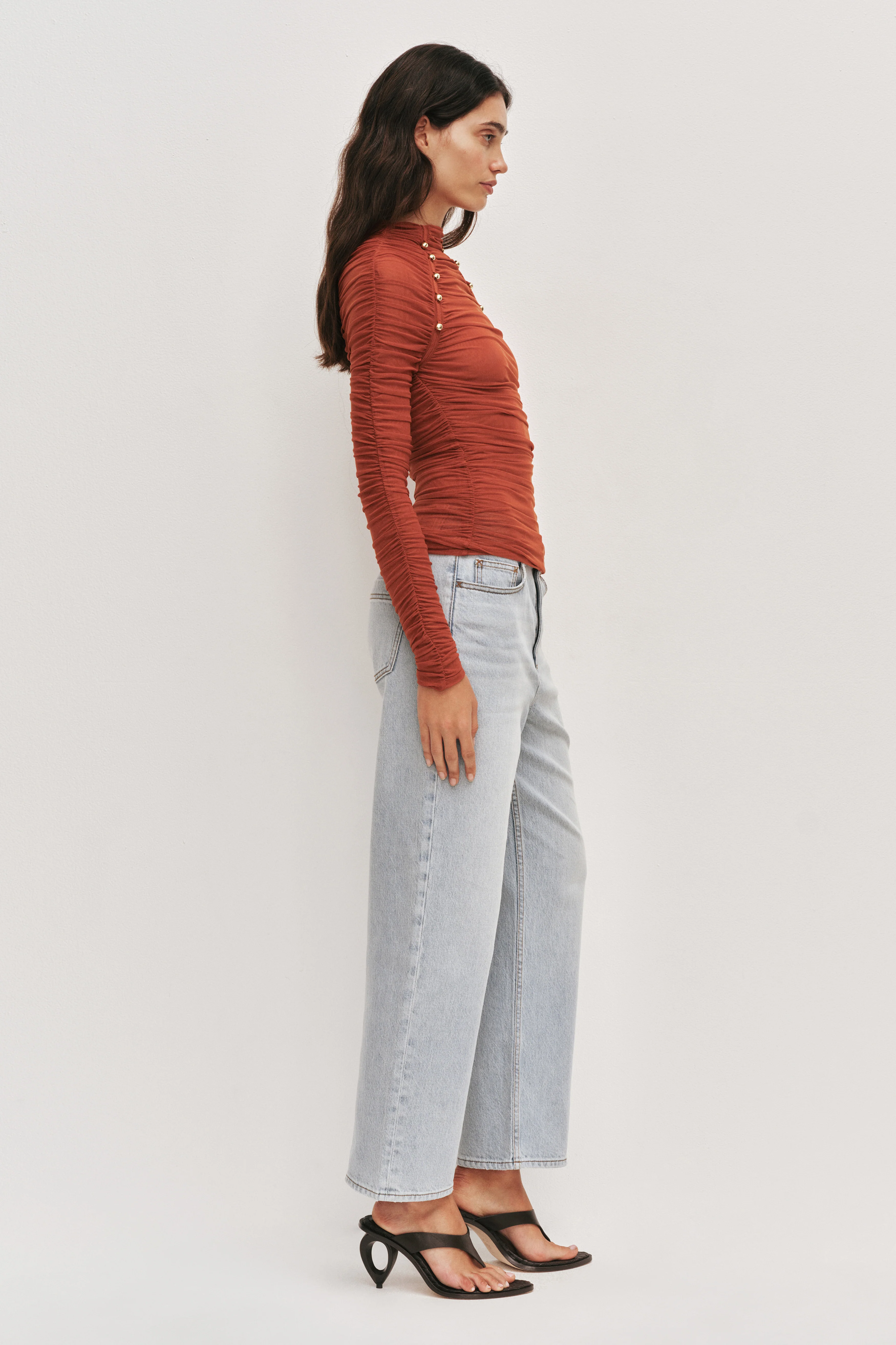 Carline Gathered Mesh Top