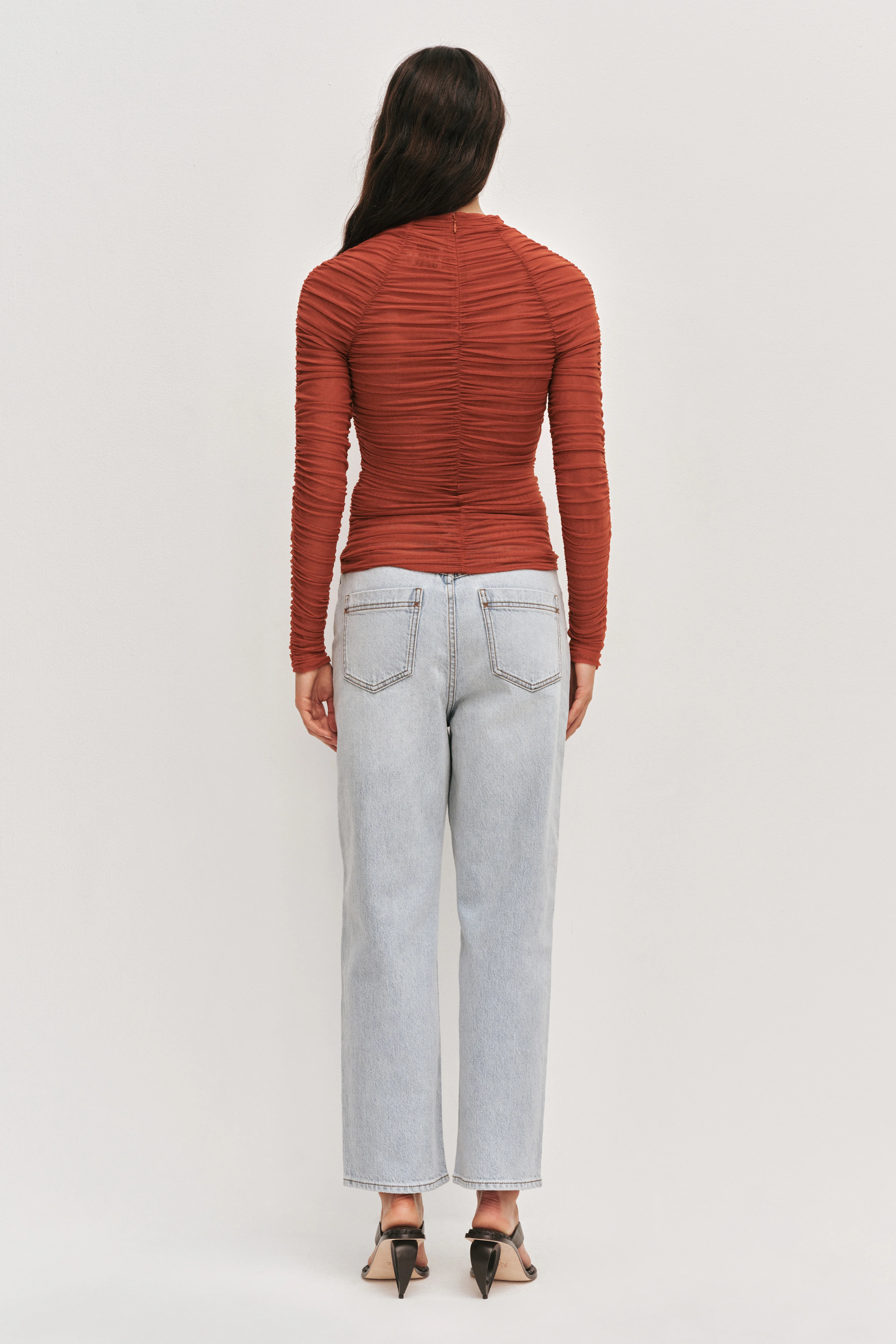 Carline Gathered Mesh Top