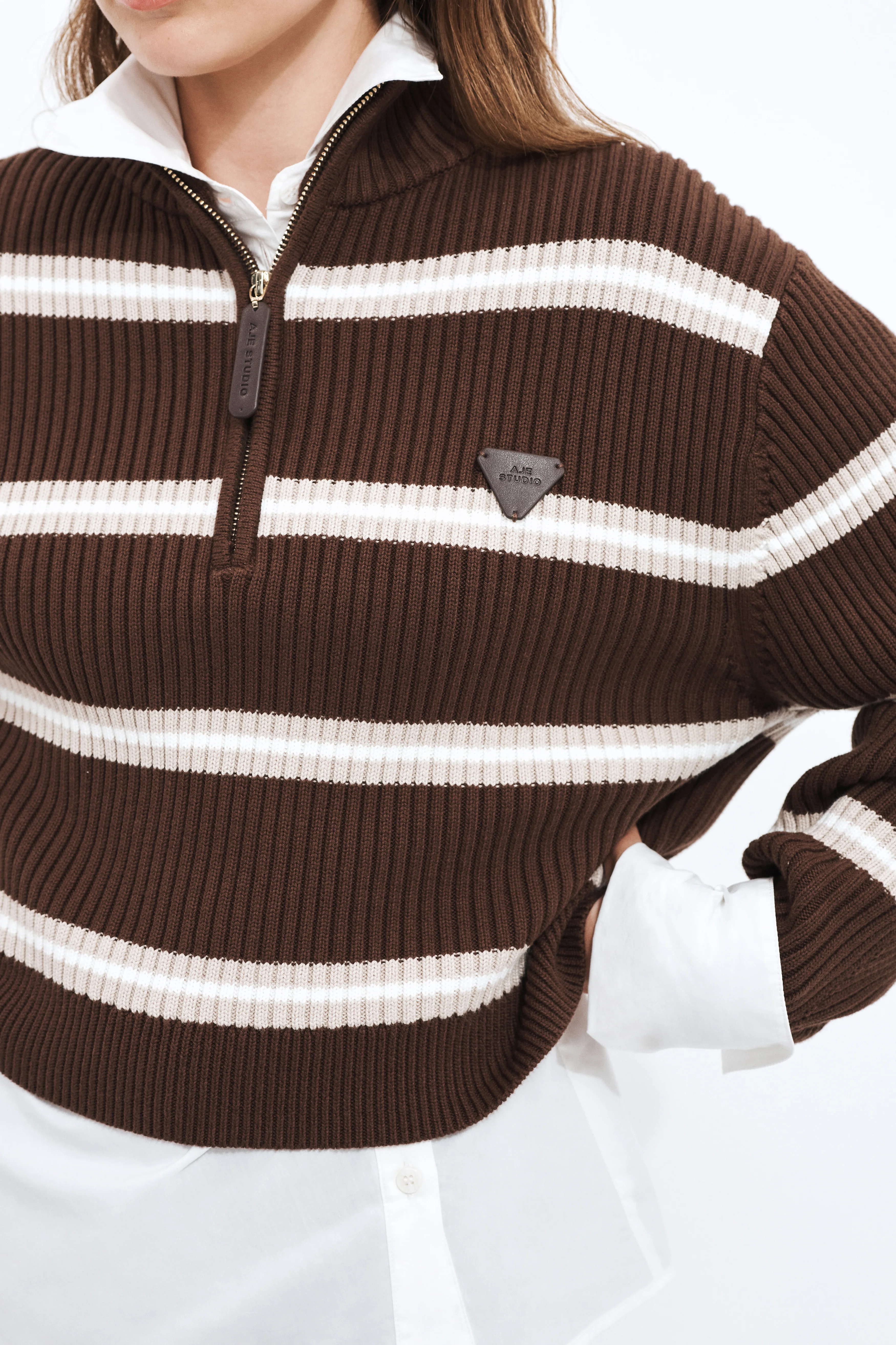 Clara 1/4 Zip Stripe Jumper