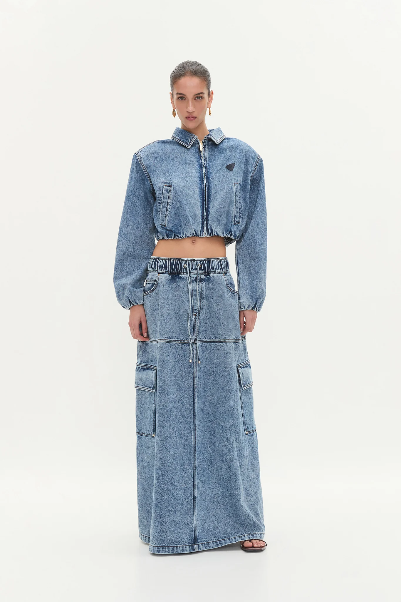 Blues Denim Cargo Bomber