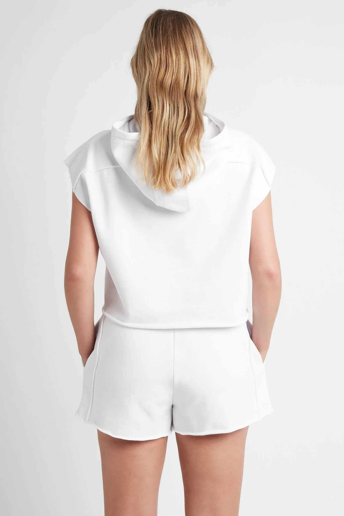 Embossed Classic Short Sleeve Cropped Hoodie 402