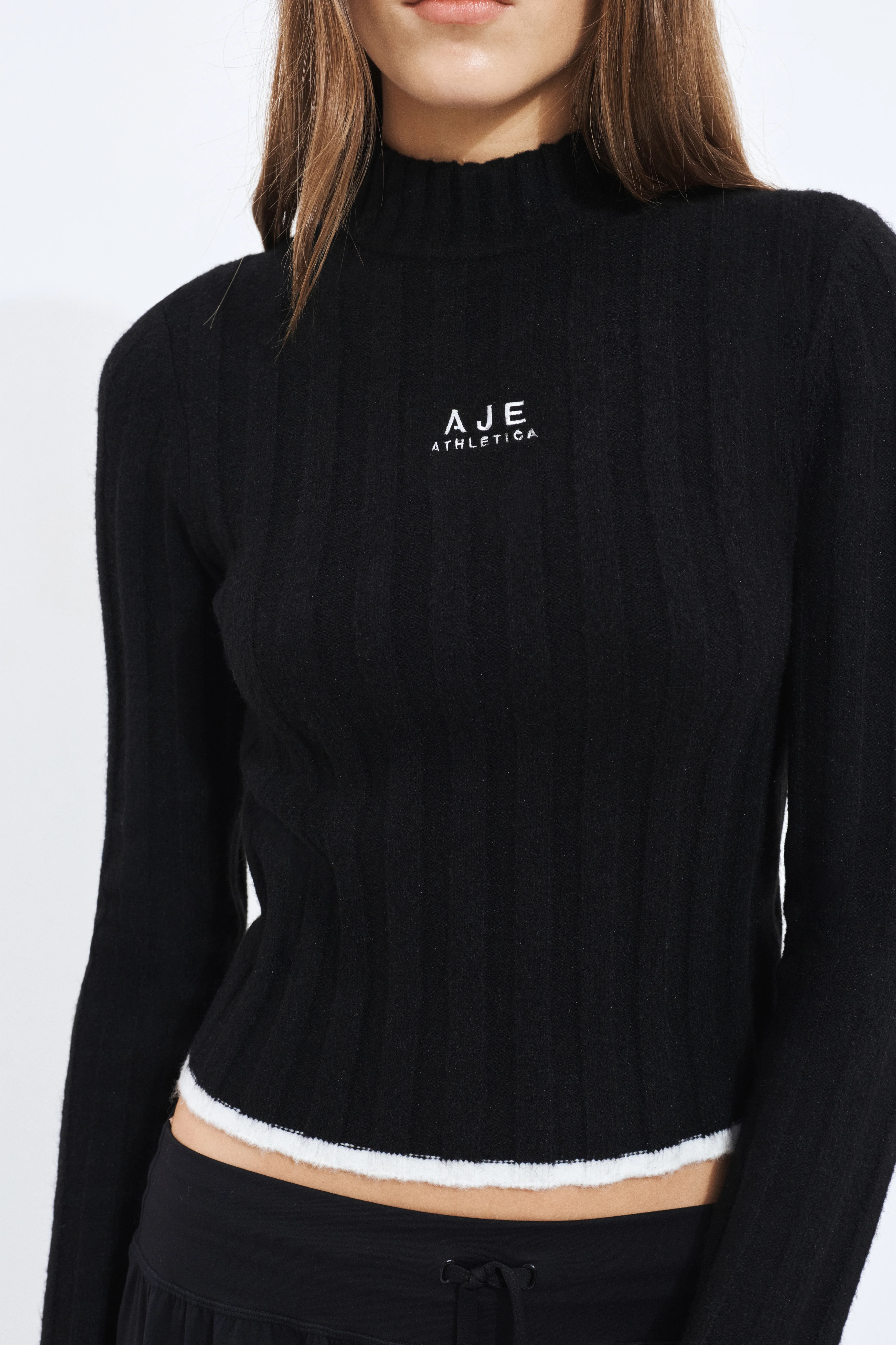 Mock Neck Rib Knit Top