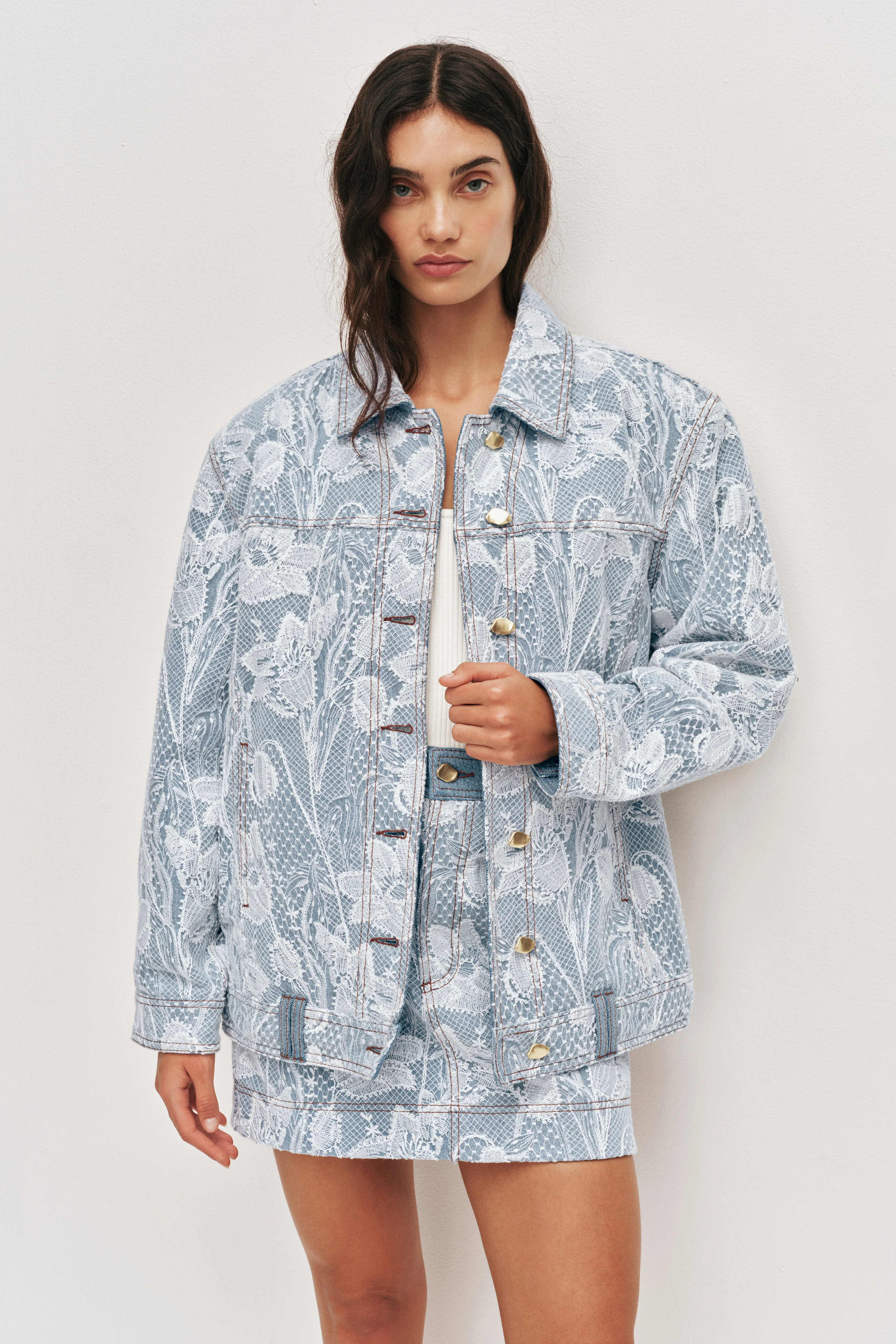 Blossom Lace Denim Jacket
