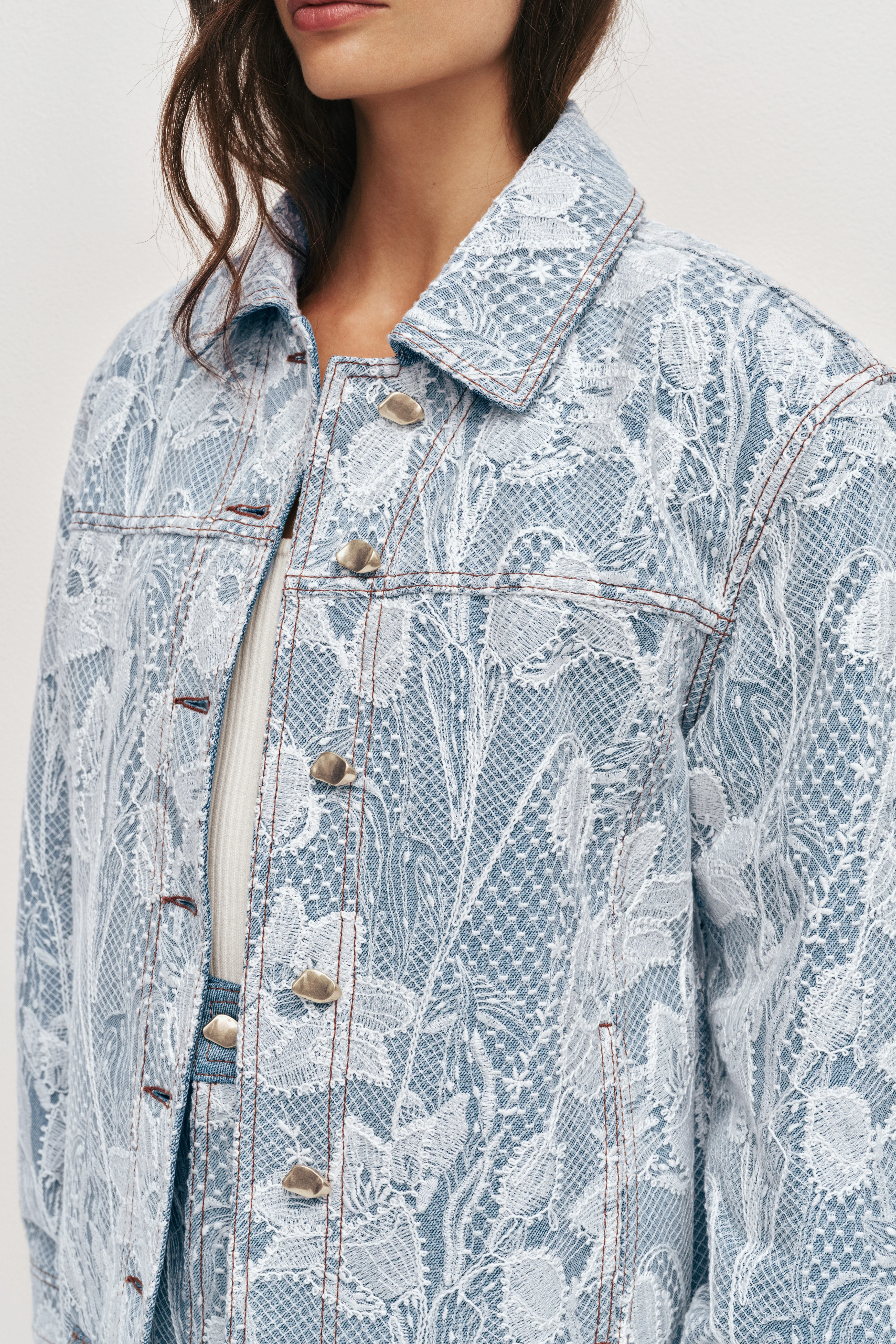 Blossom Lace Denim Jacket