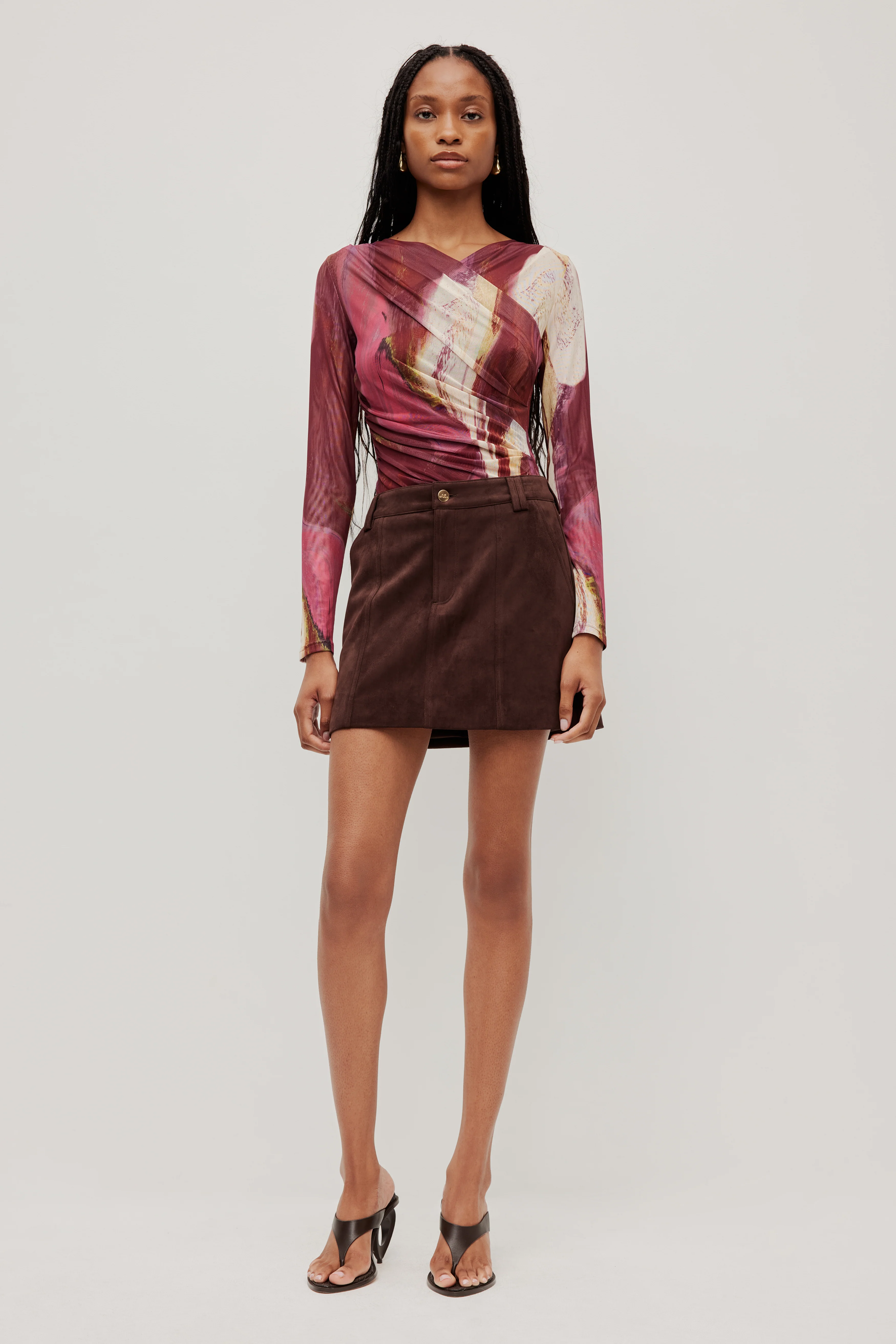 Philo Vegan Suede Mini Skirt