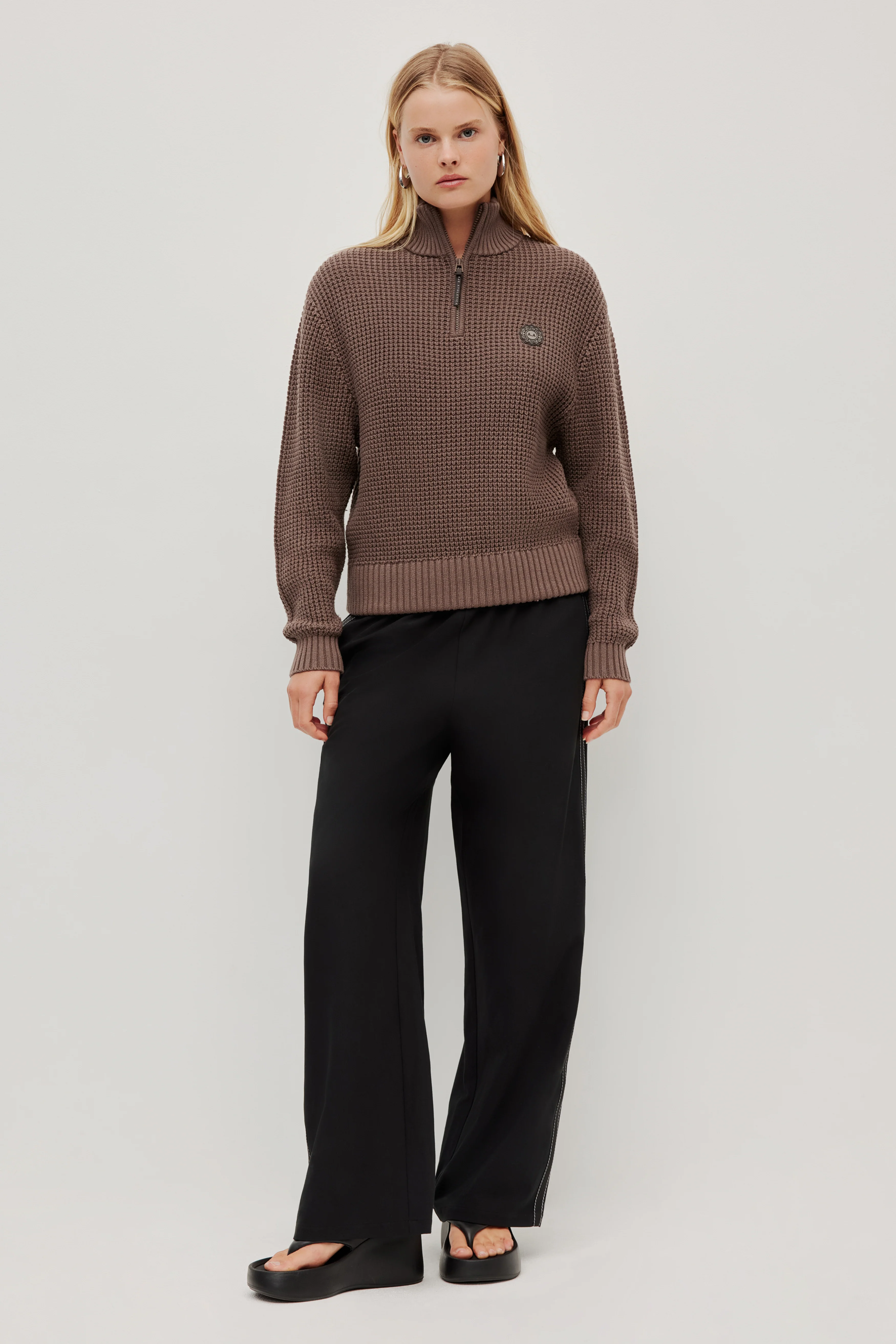 1/4 Zip Waffle Knit Jumper