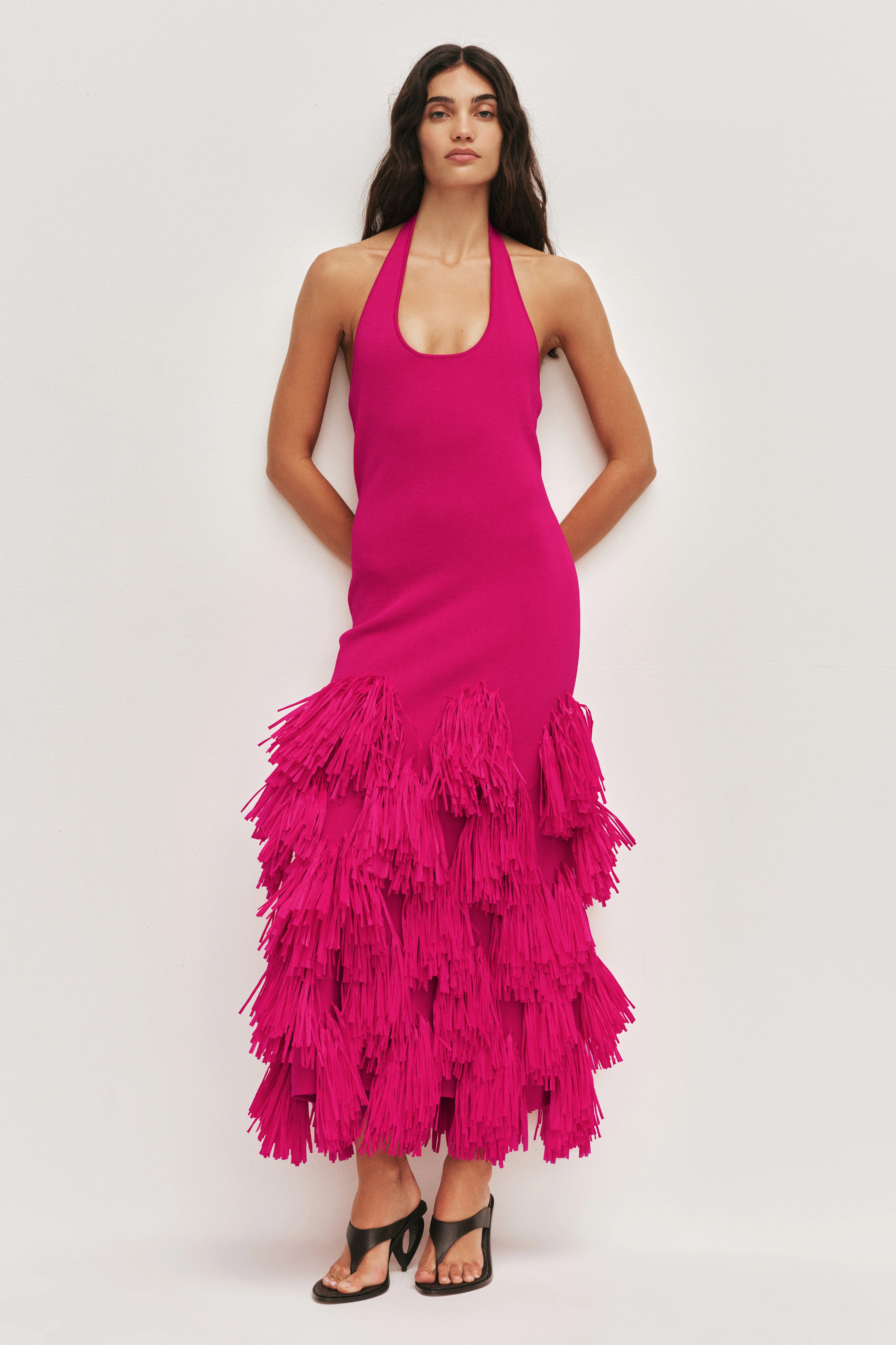 Elva Raffia Knit Midi Dress
