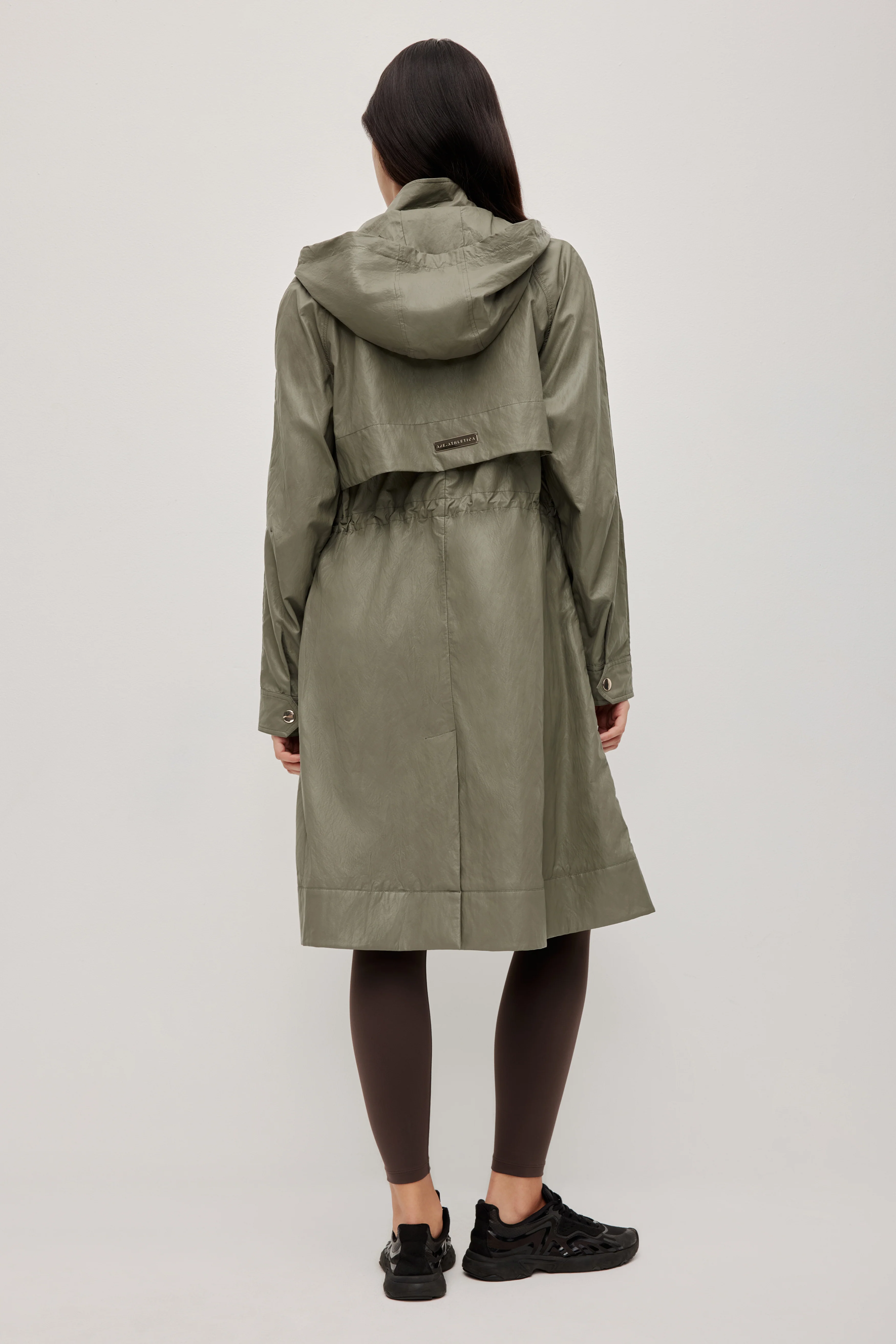 Drawcord Hooded Trench Coat