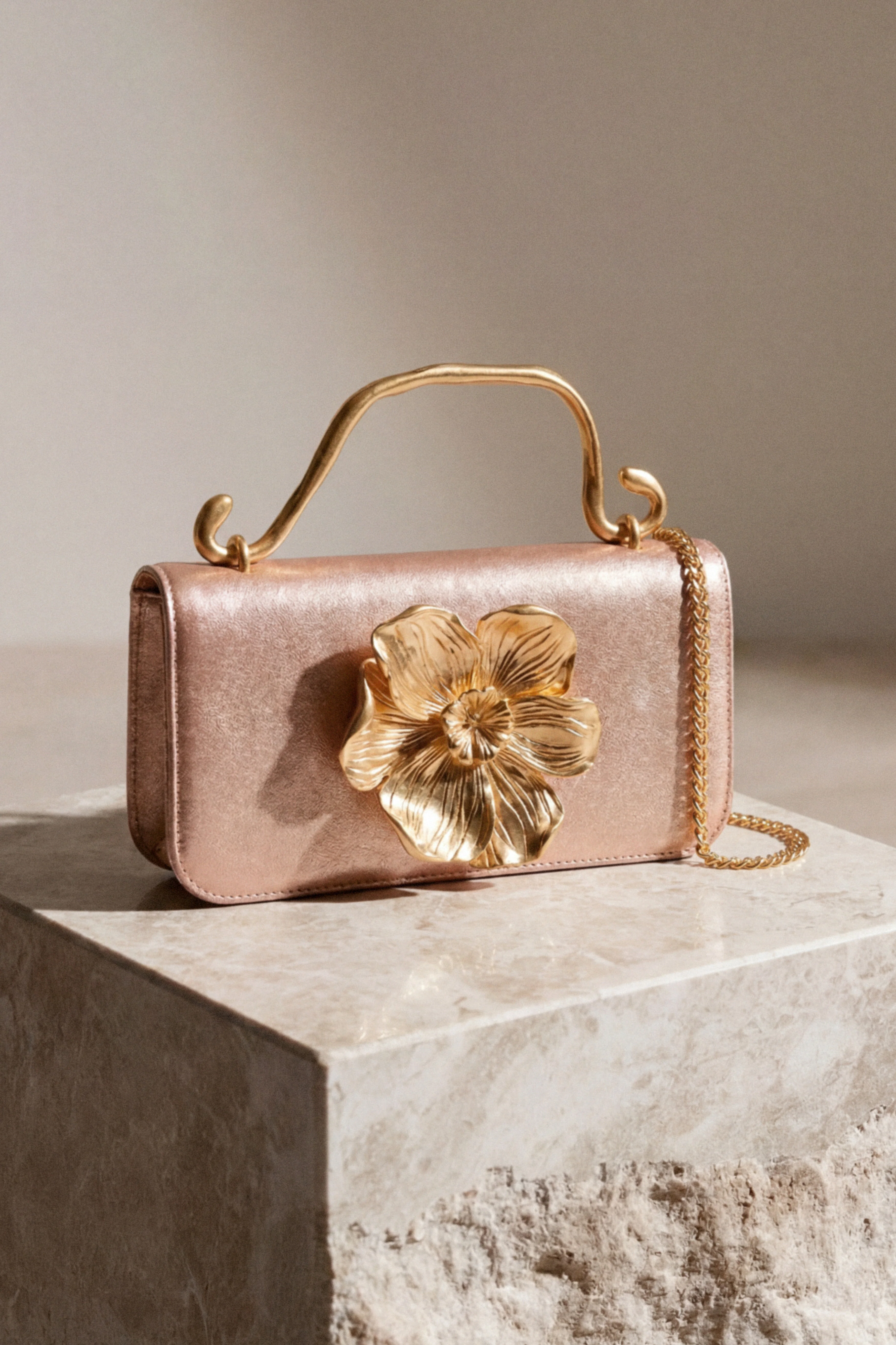Alessia Metallic Flower Clutch