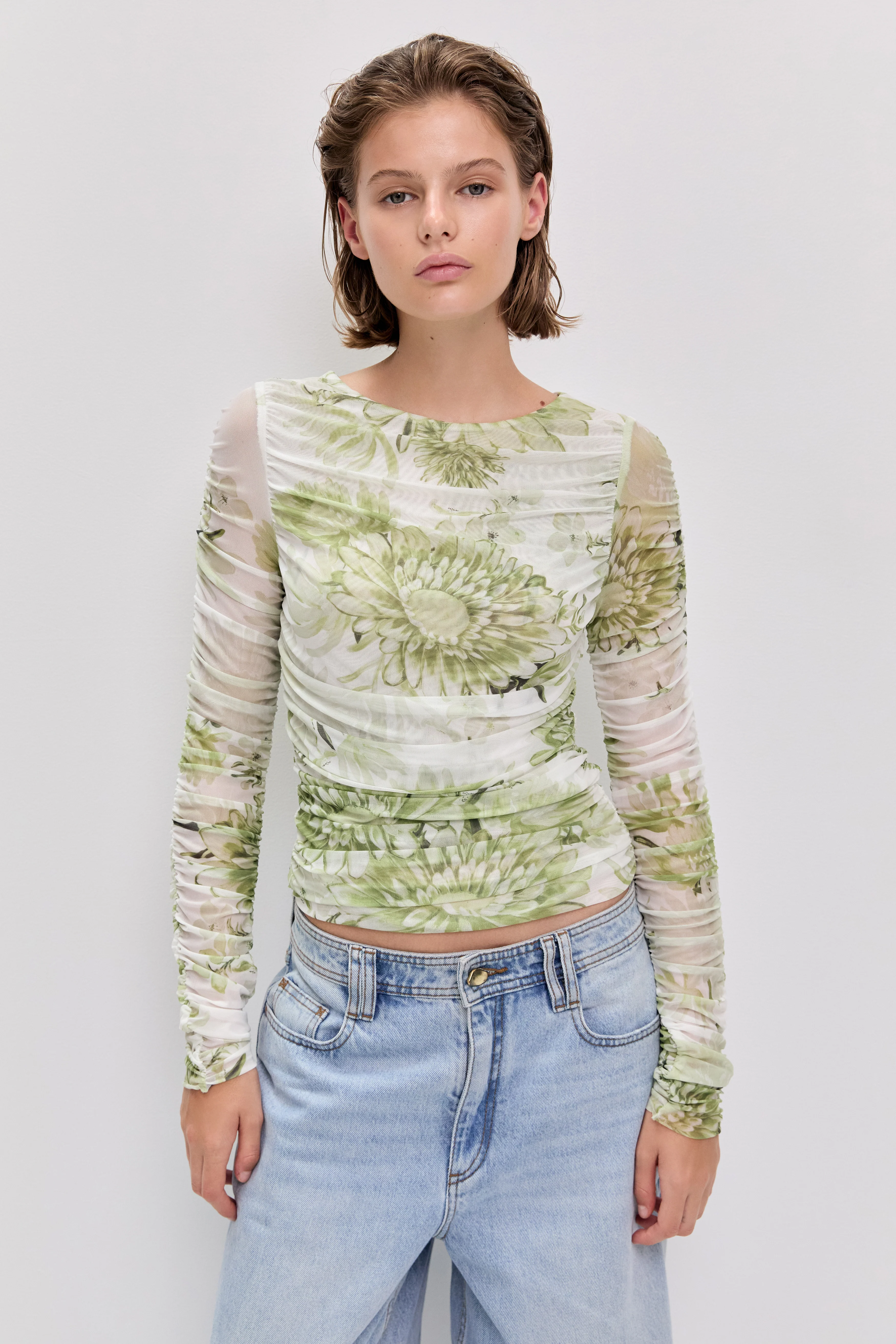 Verdant Print Mesh Top