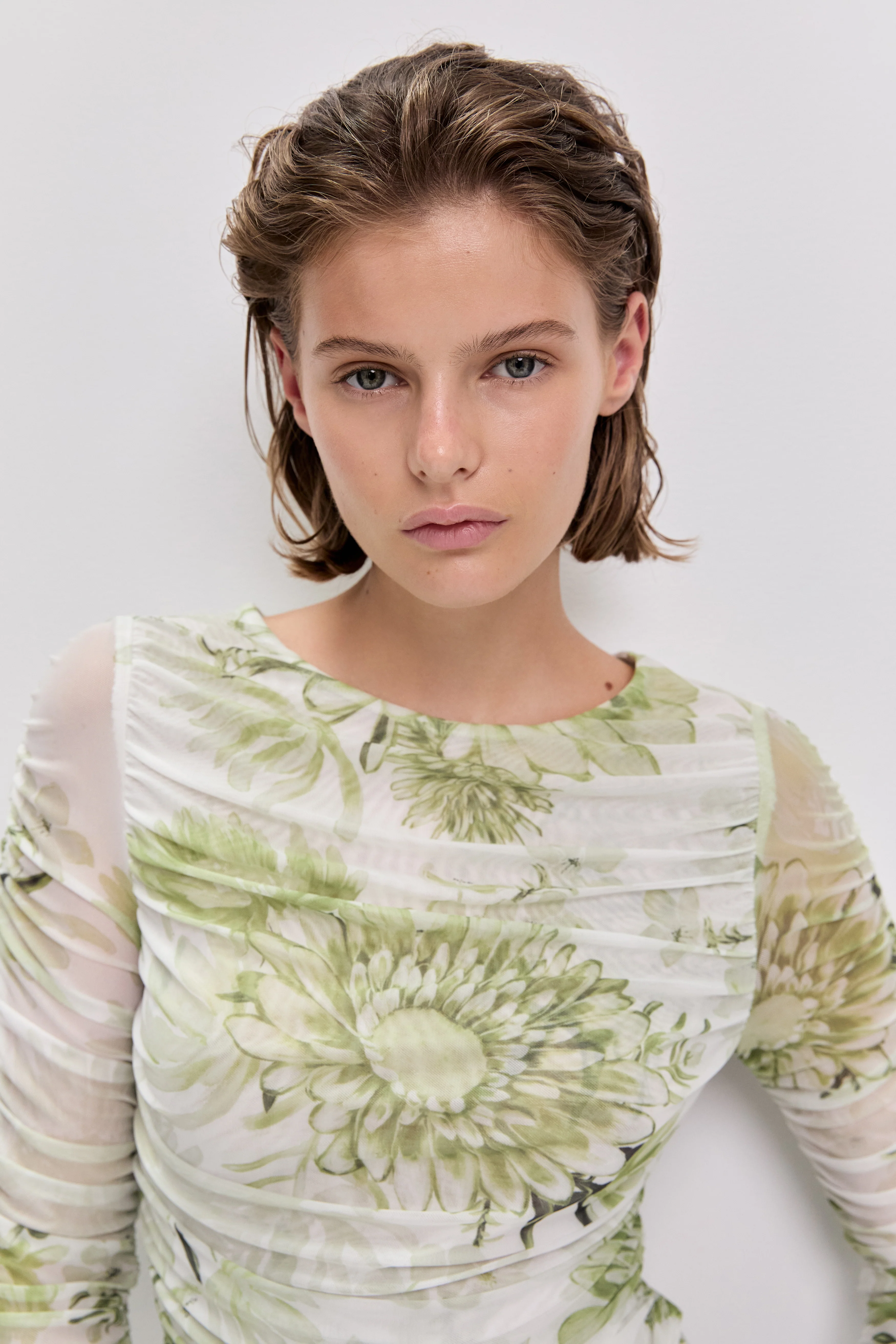 Verdant Print Mesh Top