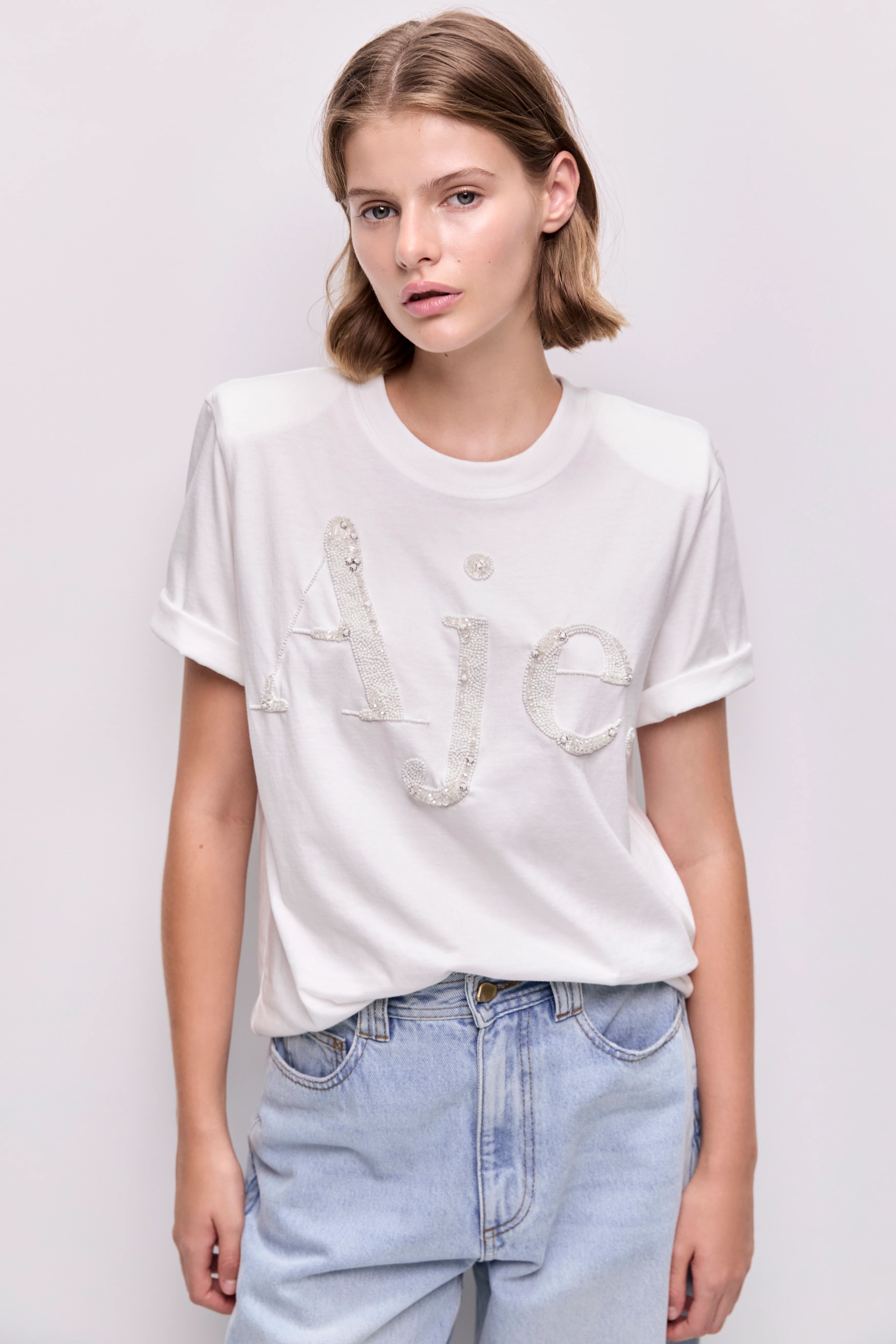 Aimee Beaded Logo Tee