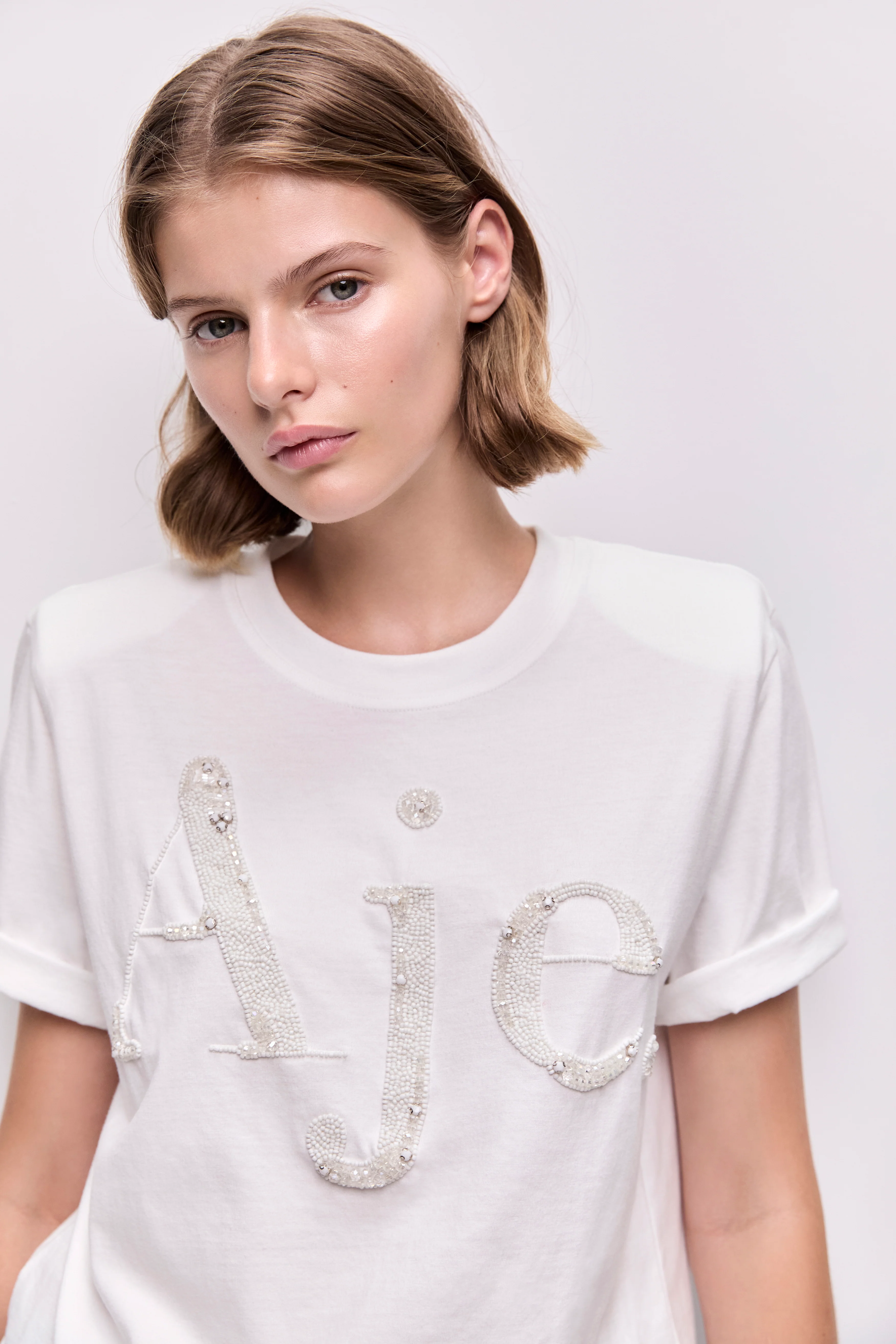 Aimee Beaded Logo Tee