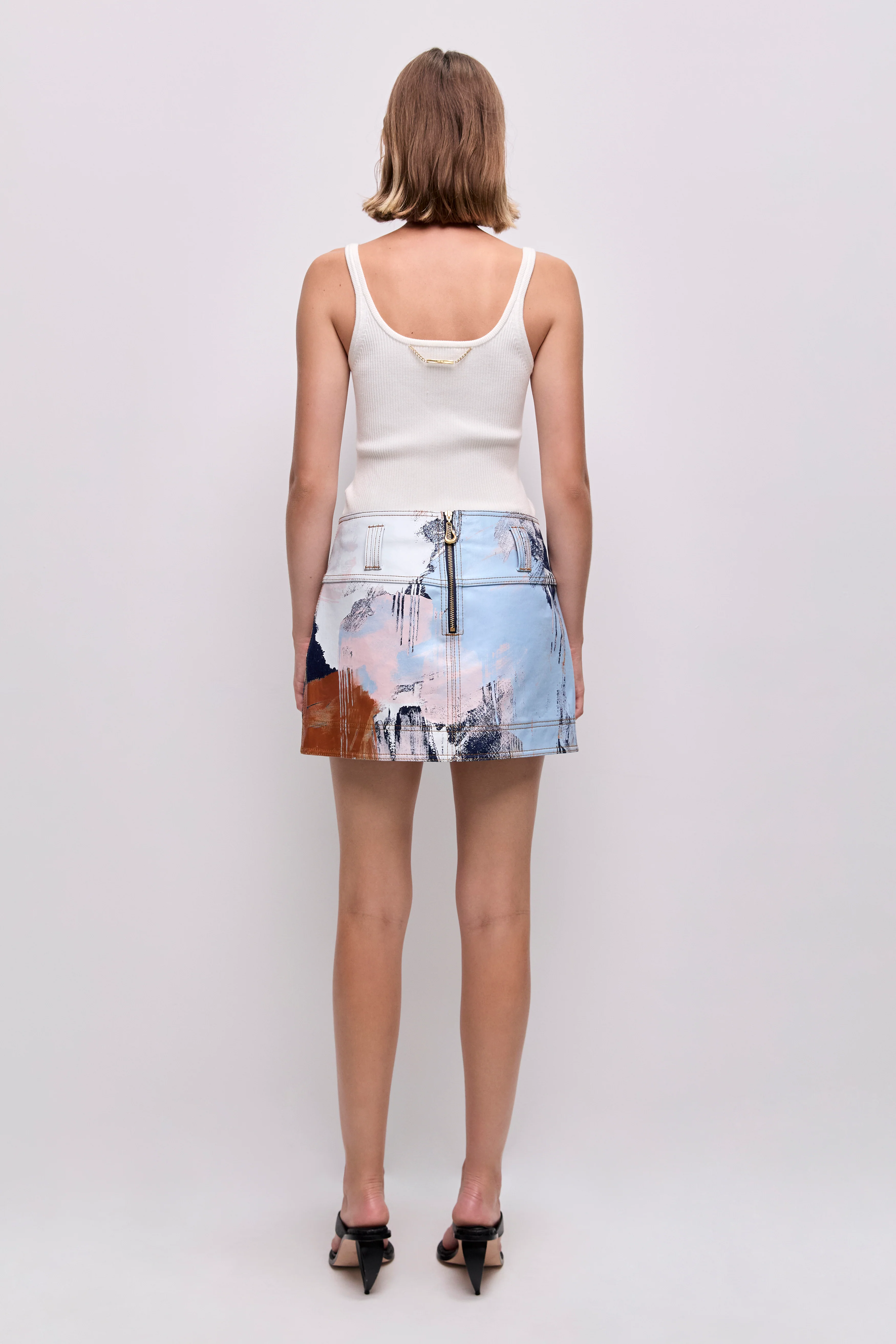 Lettera Denim Mini Skirt