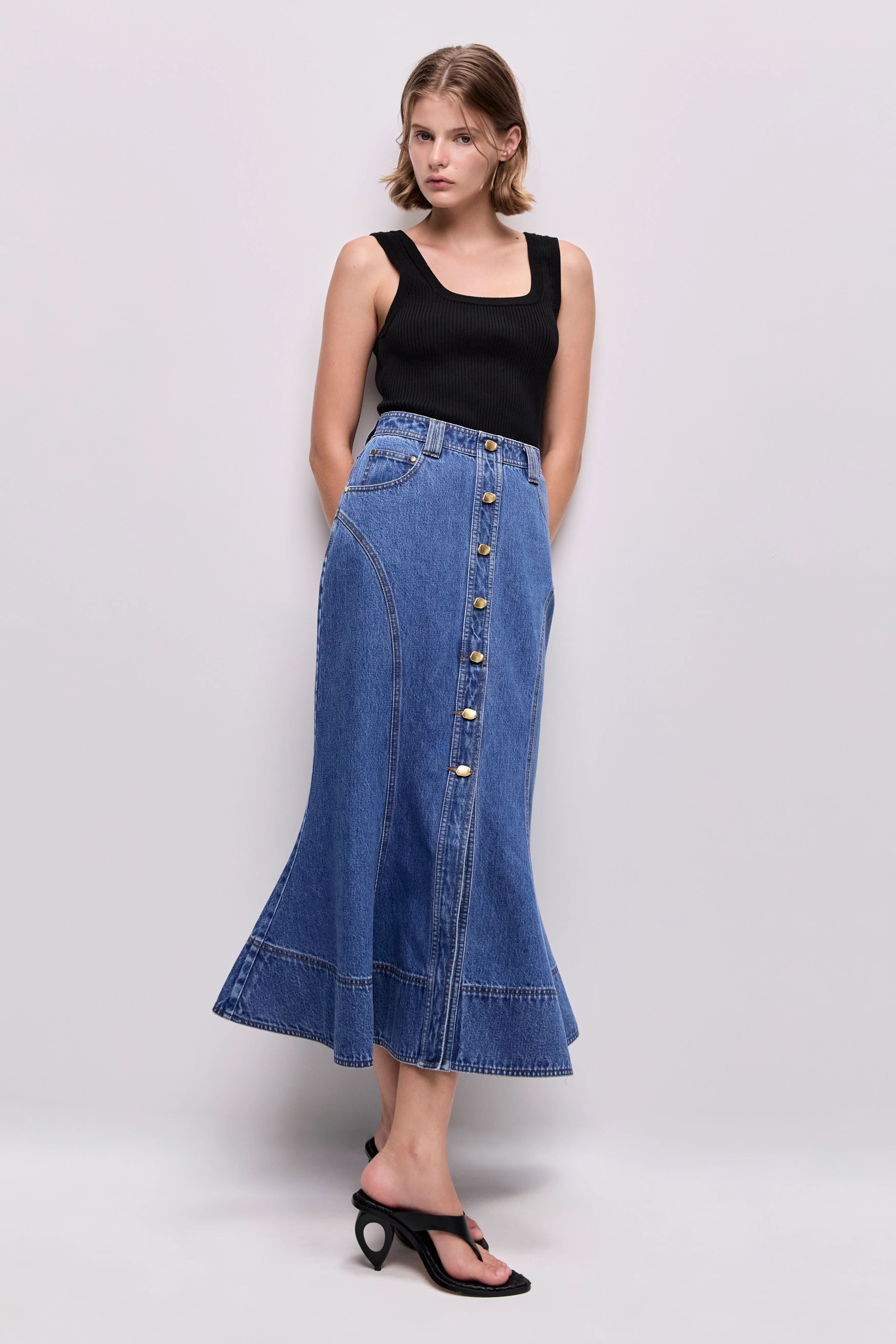 Loxley Denim Midi Skirt