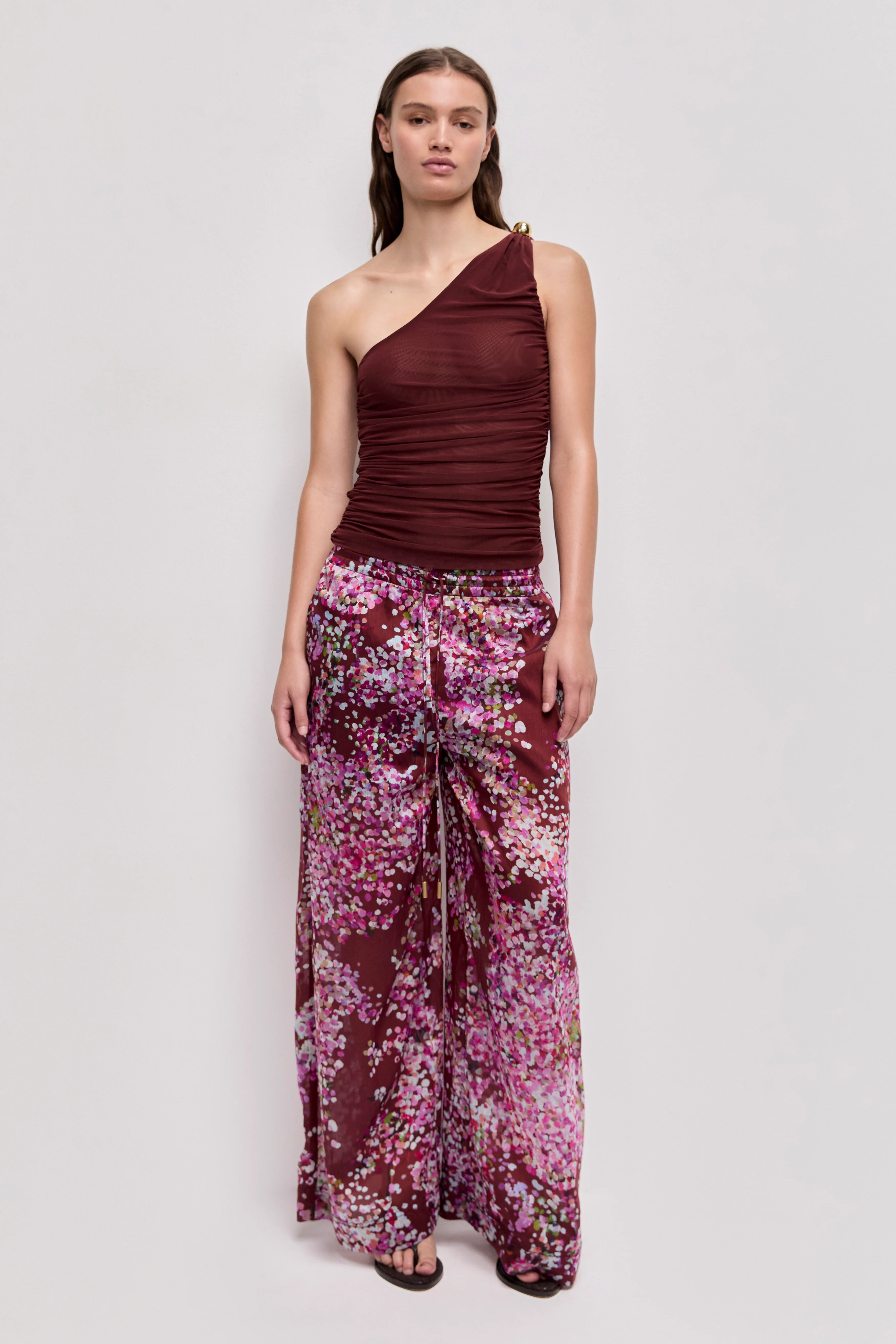 Elaria One Shoulder Mesh Top