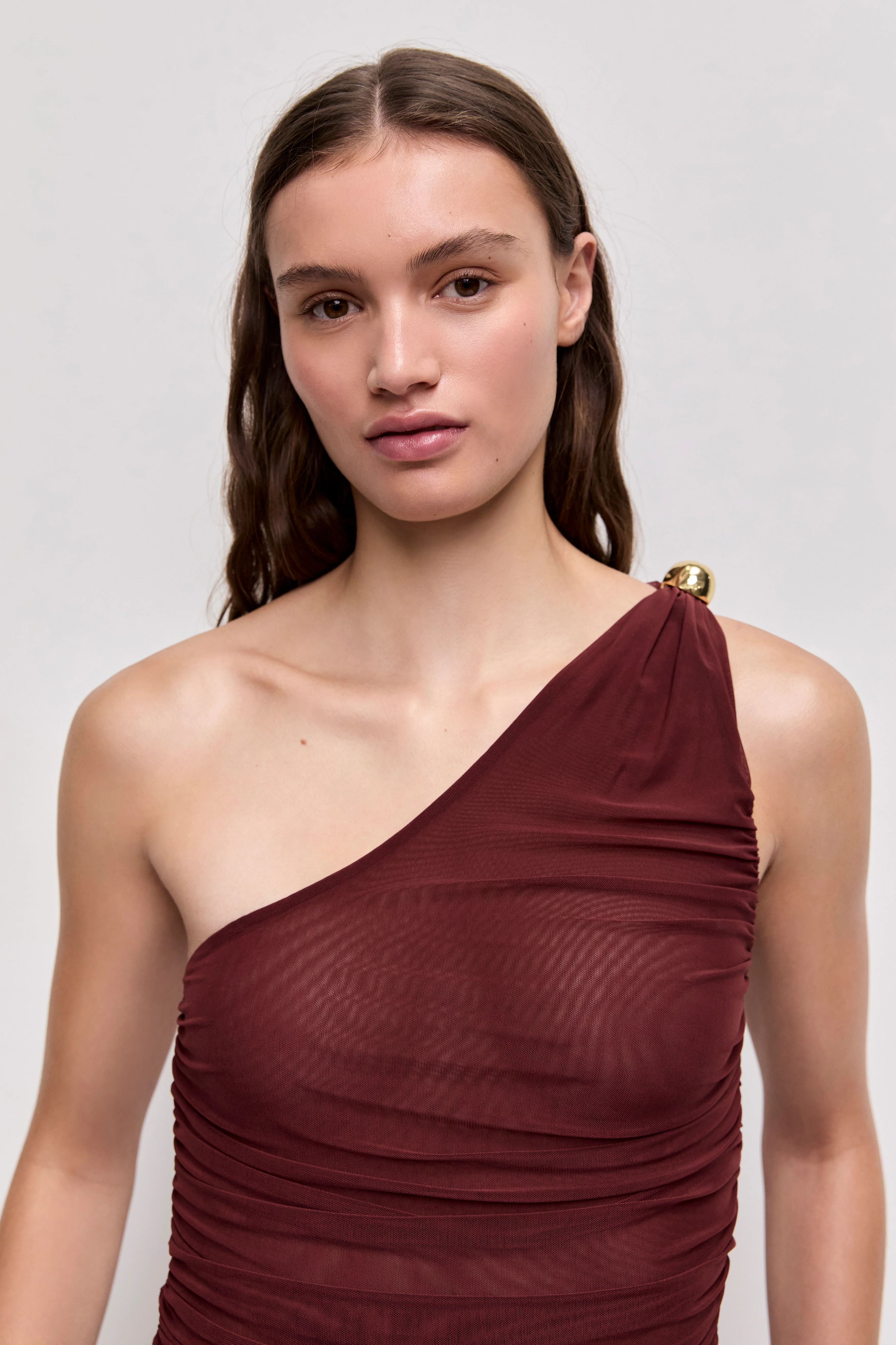 Elaria One Shoulder Mesh Top