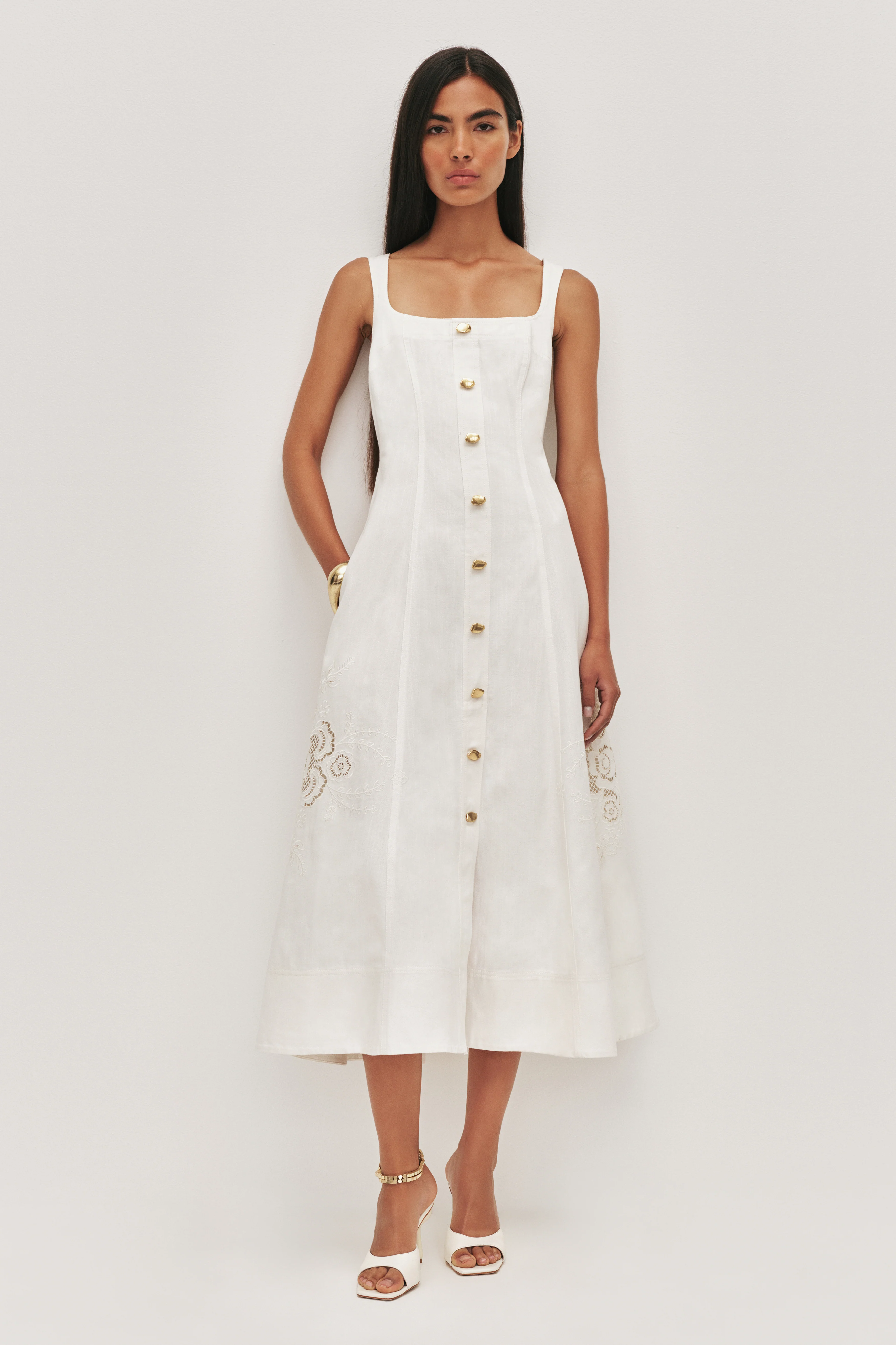 Halo Embroidered Midi Dress