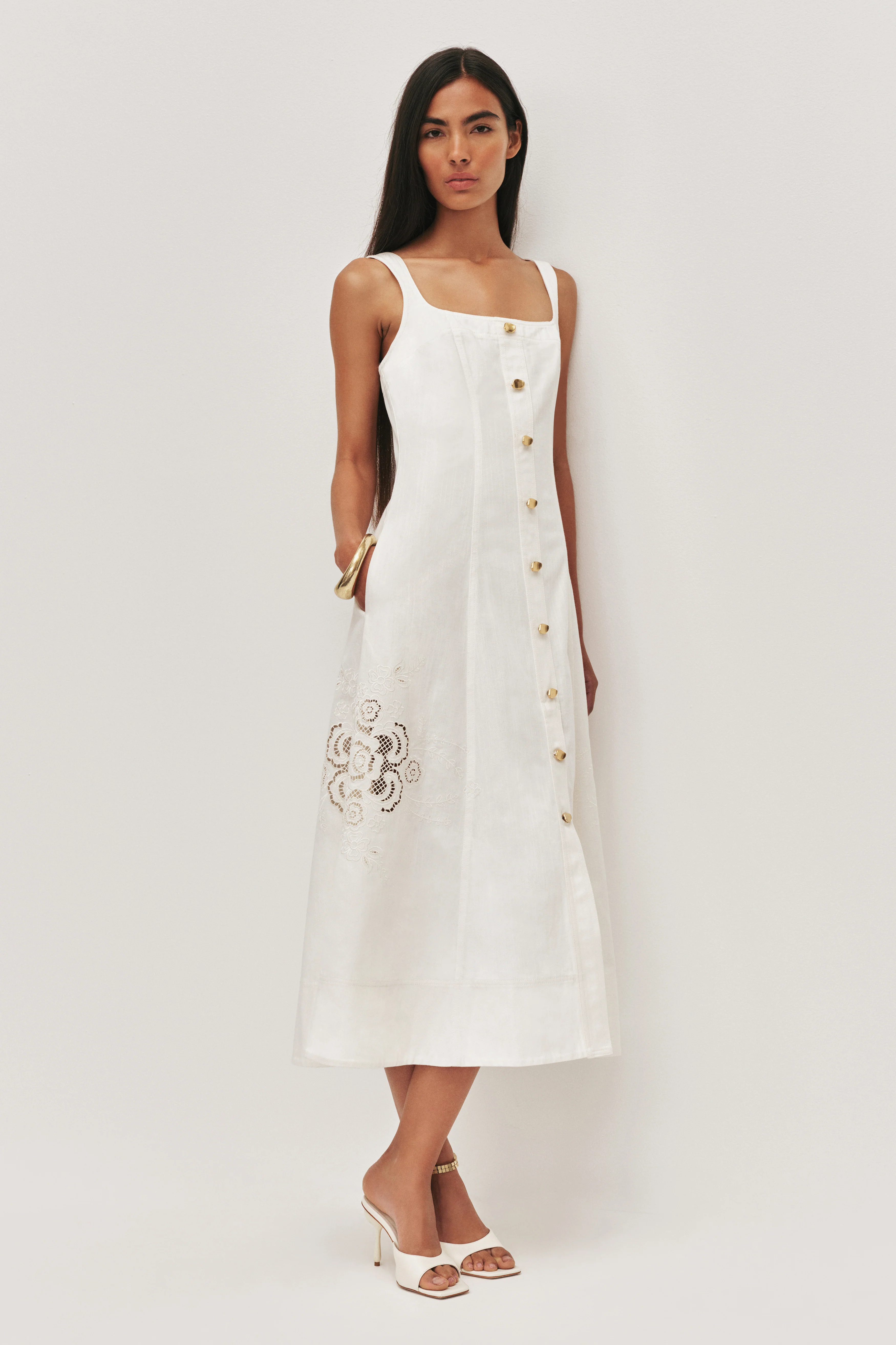 Halo Embroidered Midi Dress