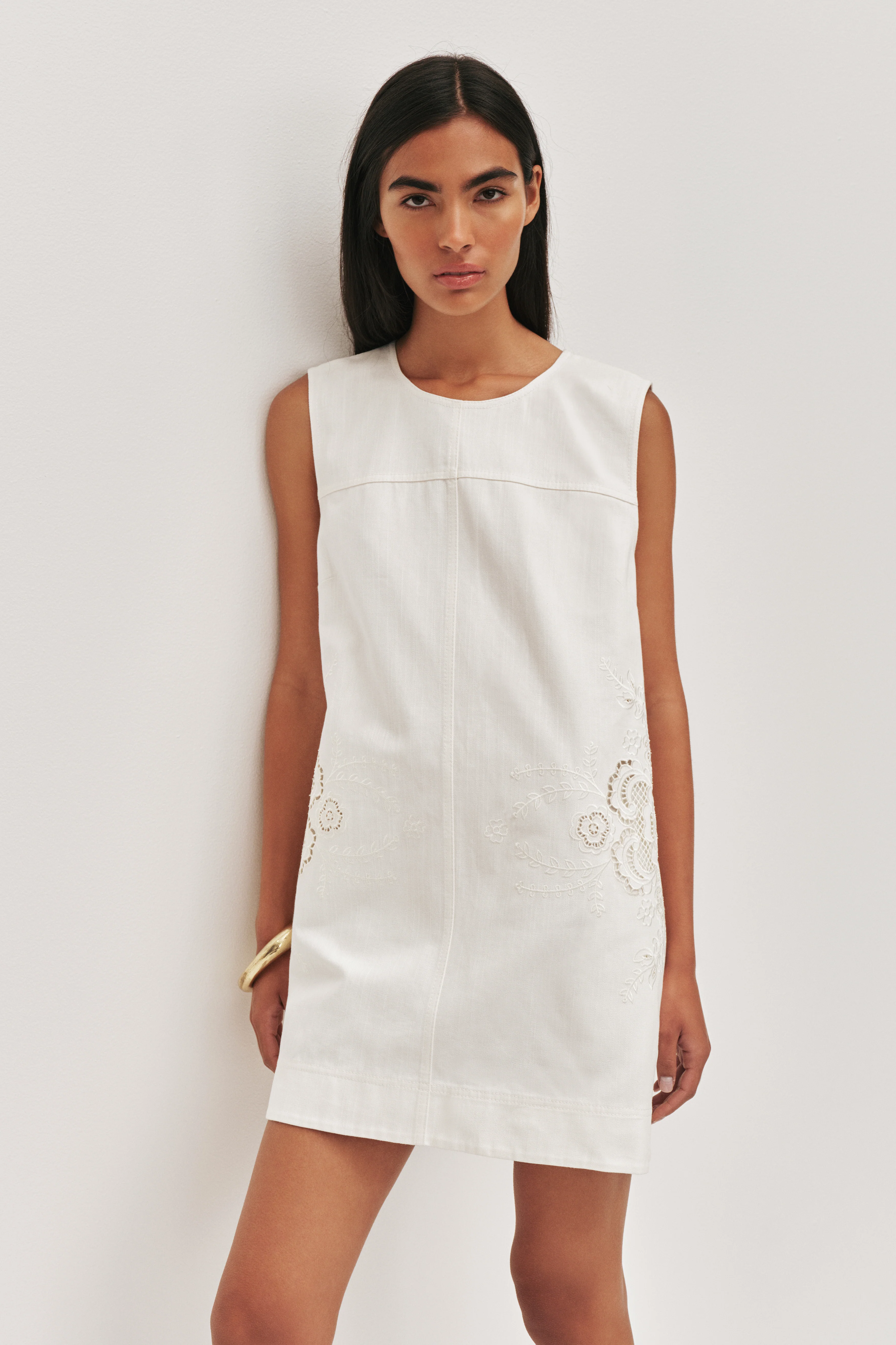 Halo Embroidered Mini Dress