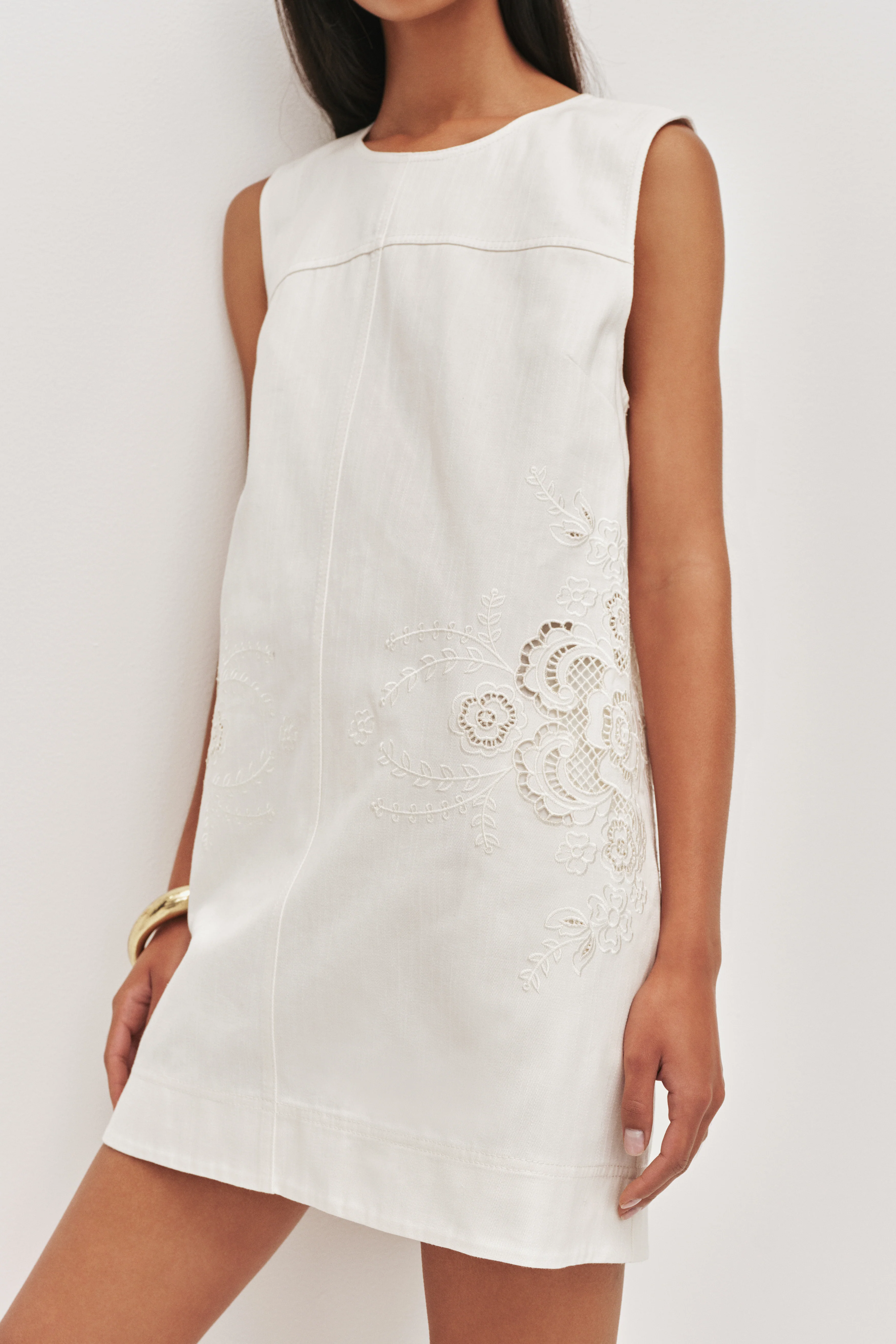 Halo Embroidered Mini Dress