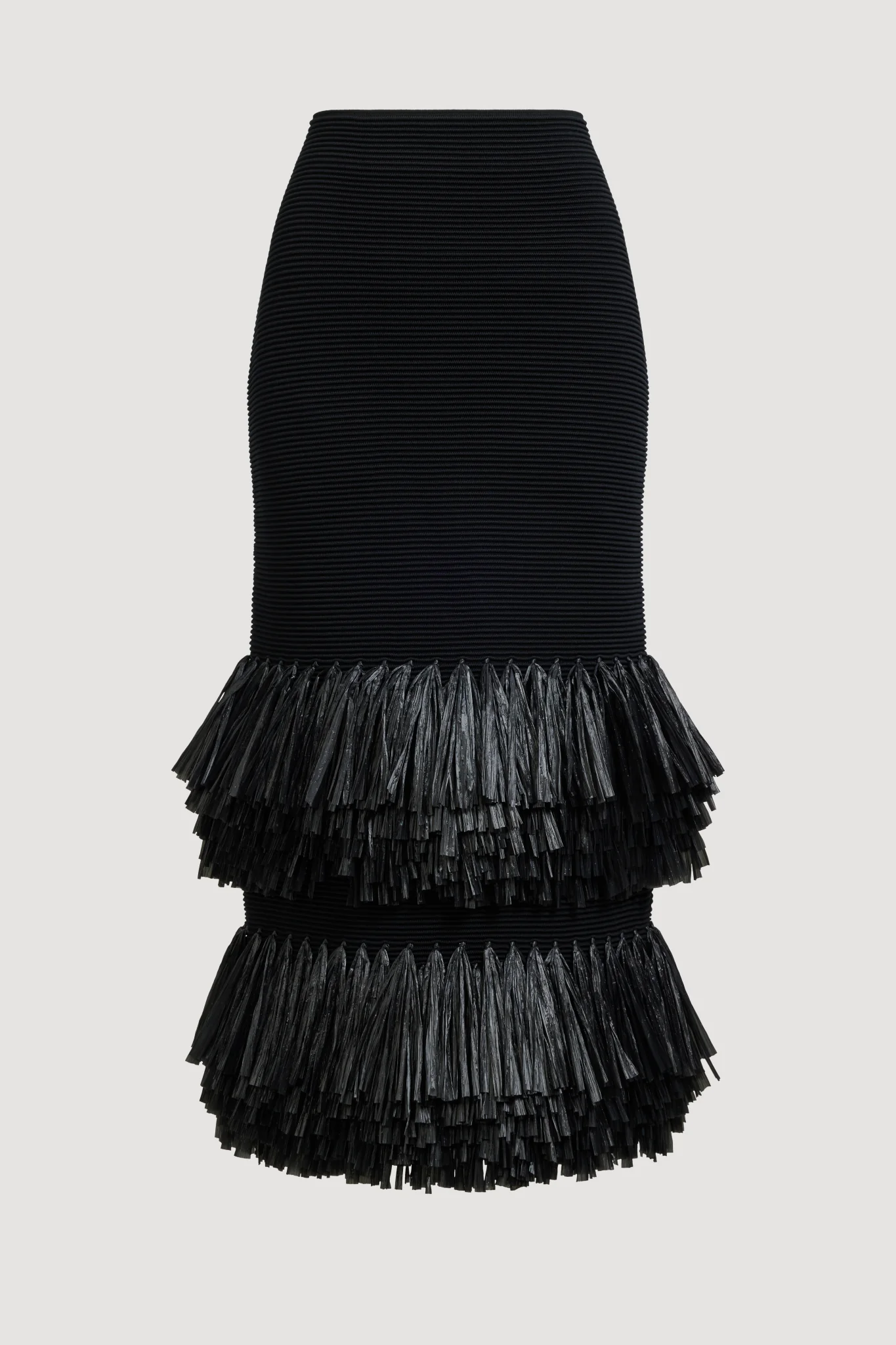 Agave Knit Raffia Midi Skirt